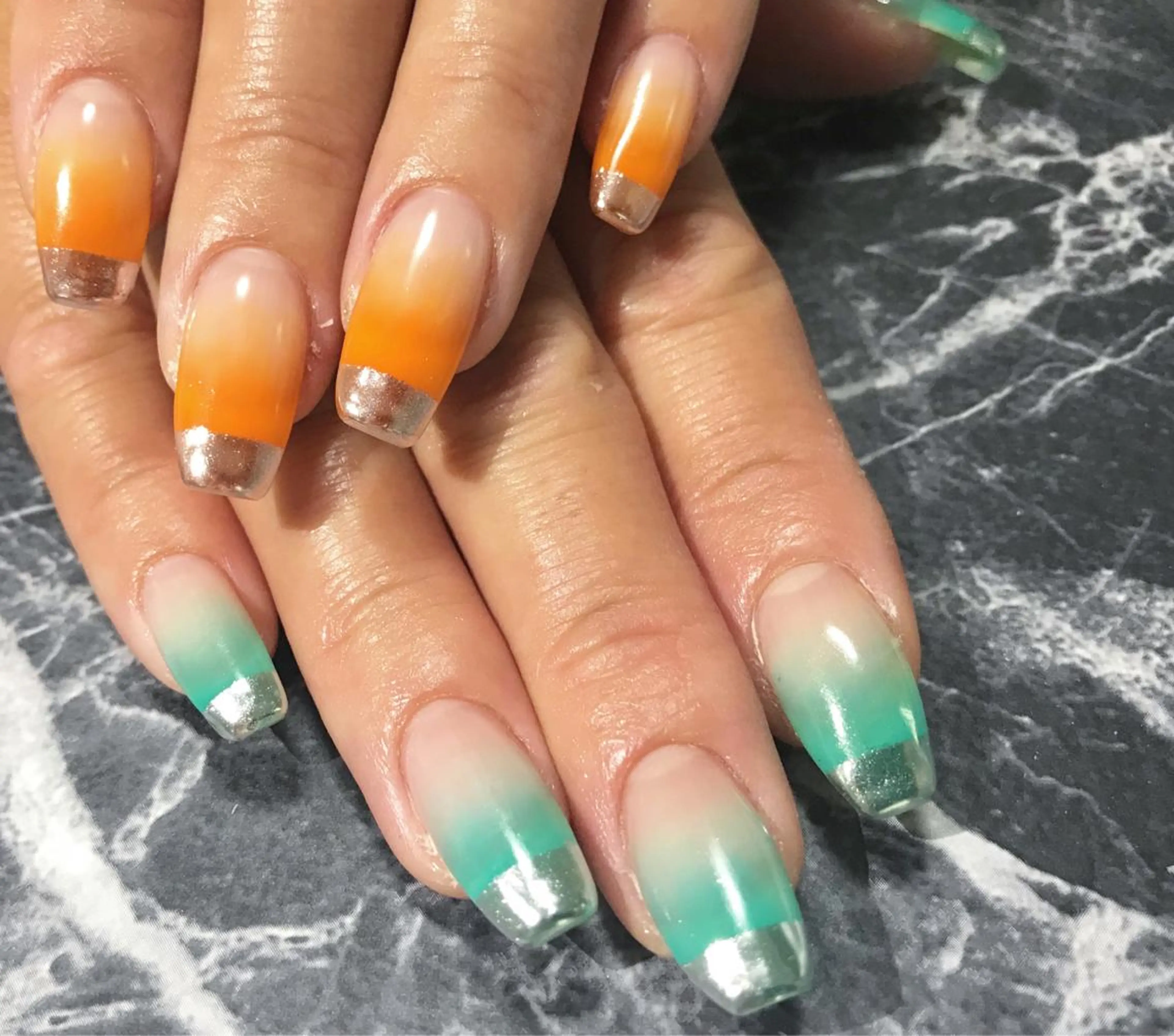 ネイル フットネイル ミラーネイル ニュアンスネイル シンプルネイル 春ネイル ネイル フフラ所属・nail fufla ♡yamane♡のネイルデザイン