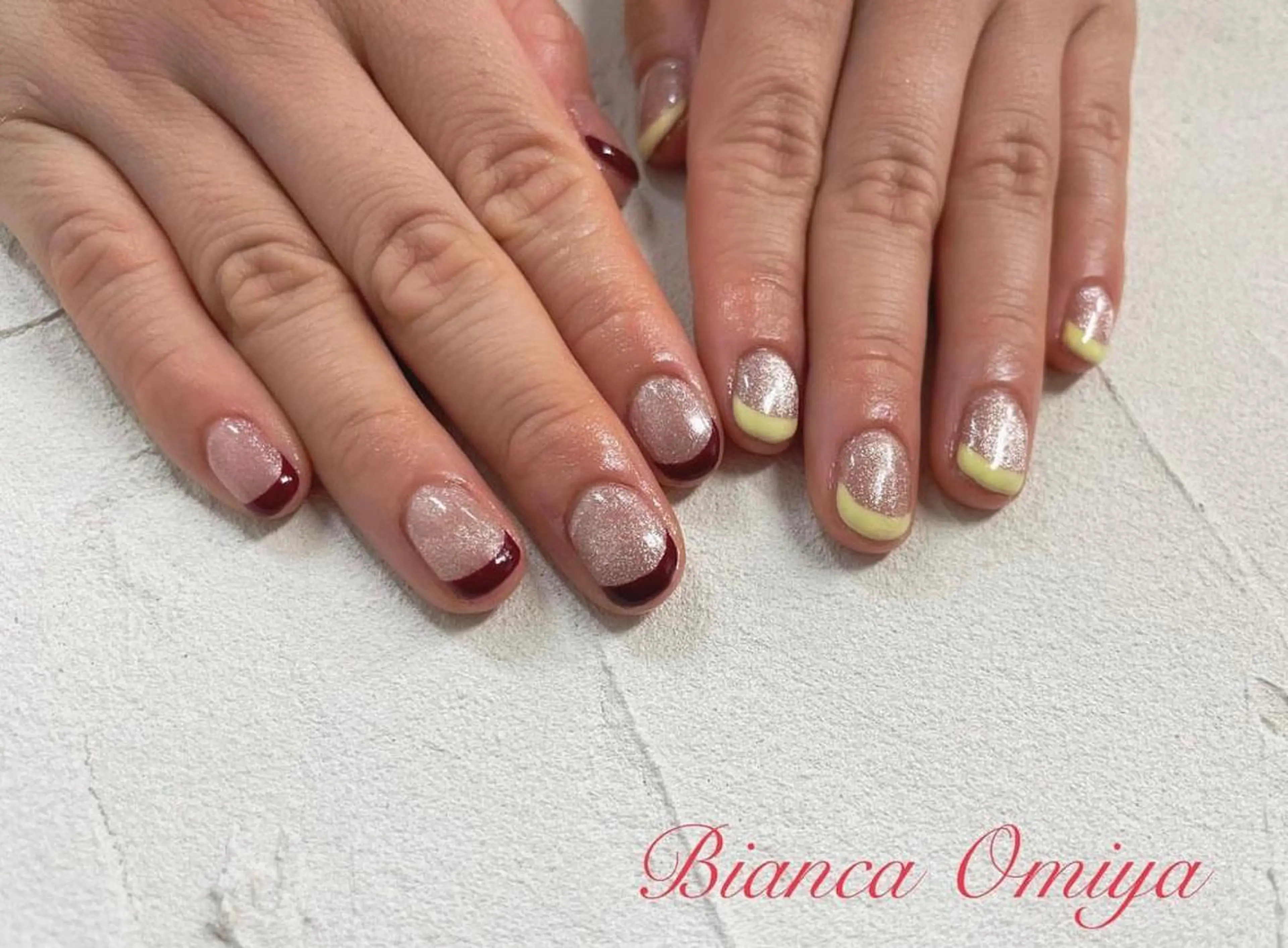 ネイル フレンチネイル マグネットネイル ワンカラーネイル ハンドネイル 岩松 沙耶のネイルデザイン