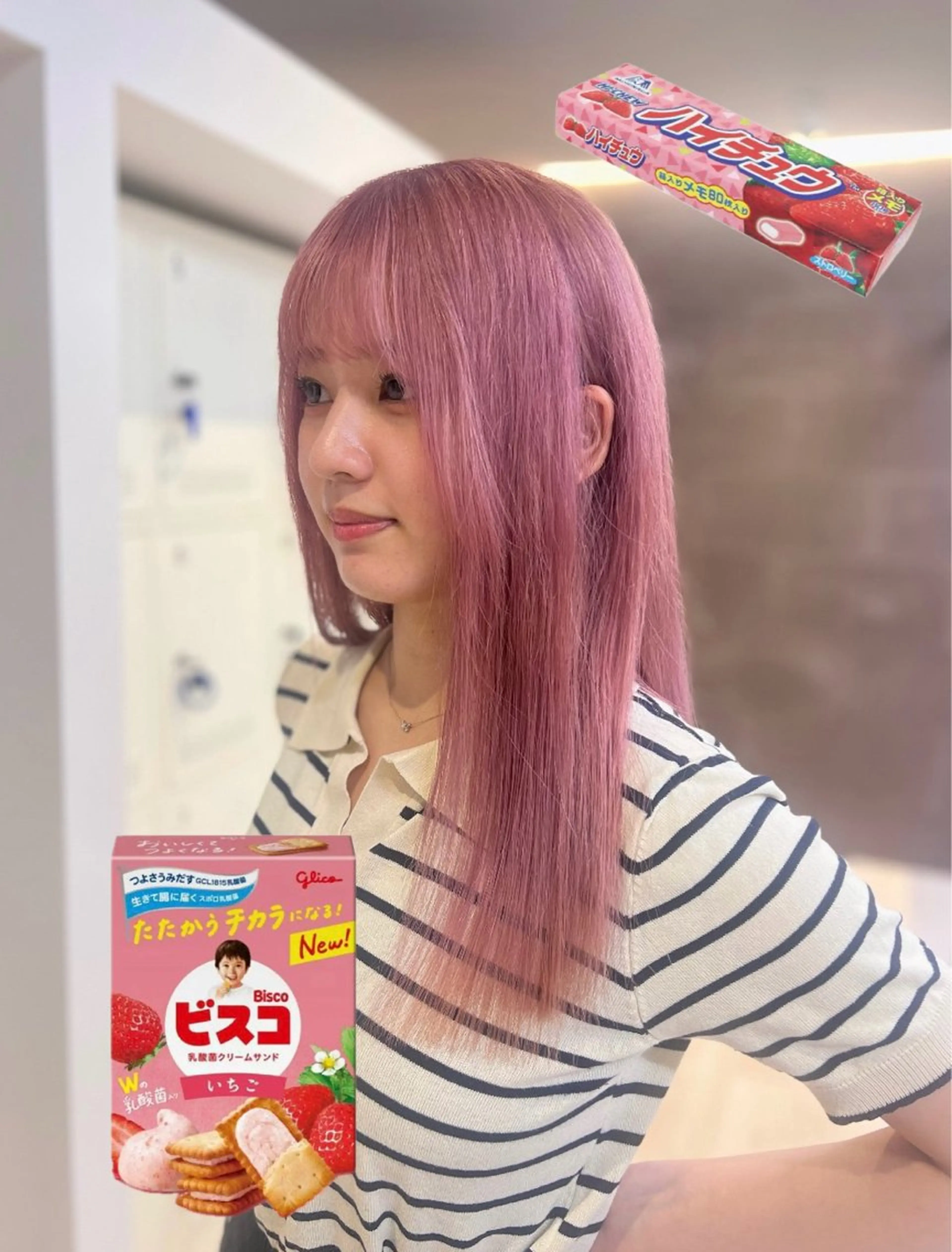 セミロング カラー ヘアカラー トリートメント 岡山ハイトーン・ ルーツカラー/こもものヘアスタイル