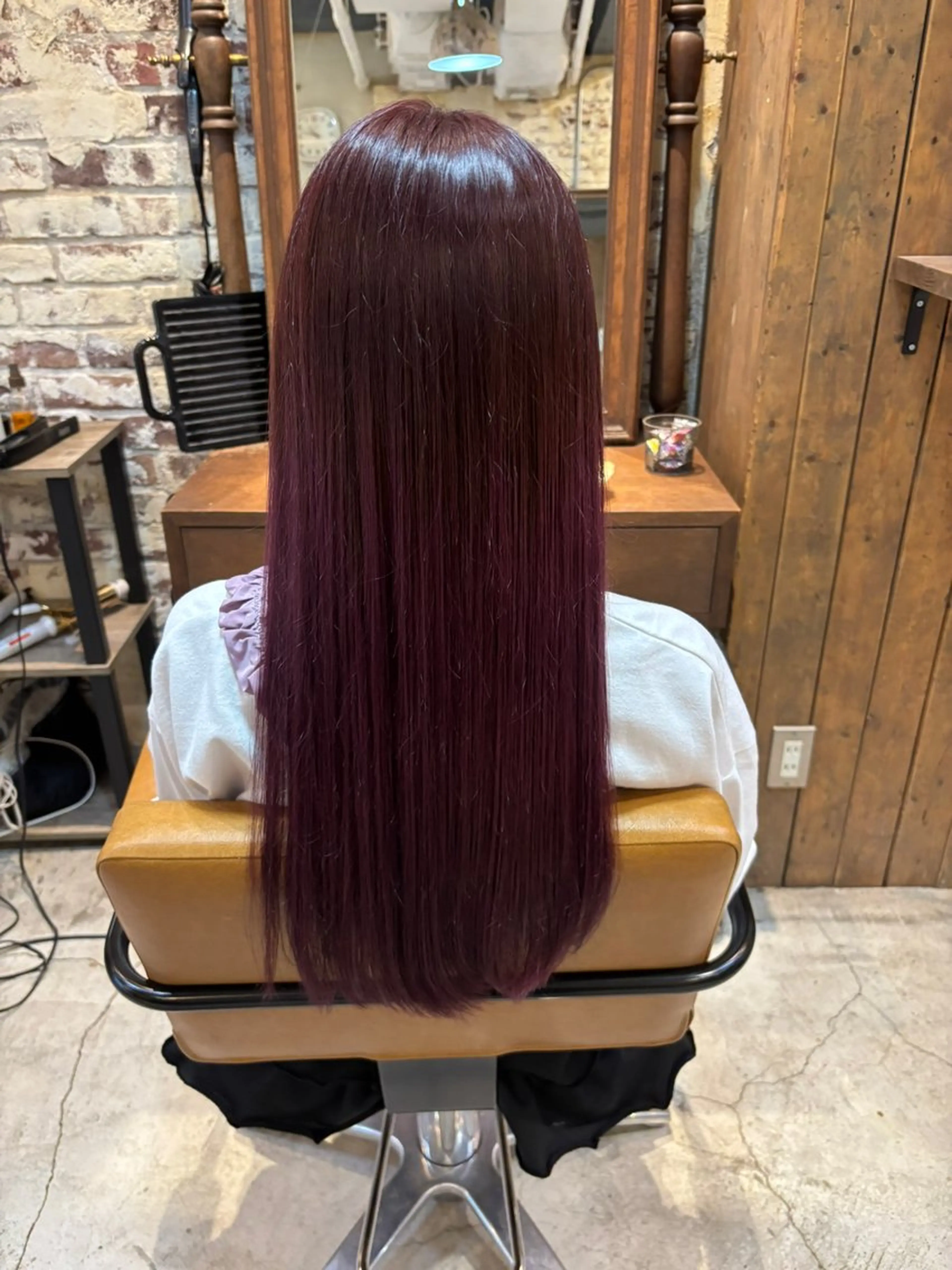 ロング カラー ブリーチ ボルドーカラー ラベンダーカラー ピンクカラー ピンクラベンダー ヘアカラー トリートメント 七井 香奈 (なないかな)のヘアスタイル