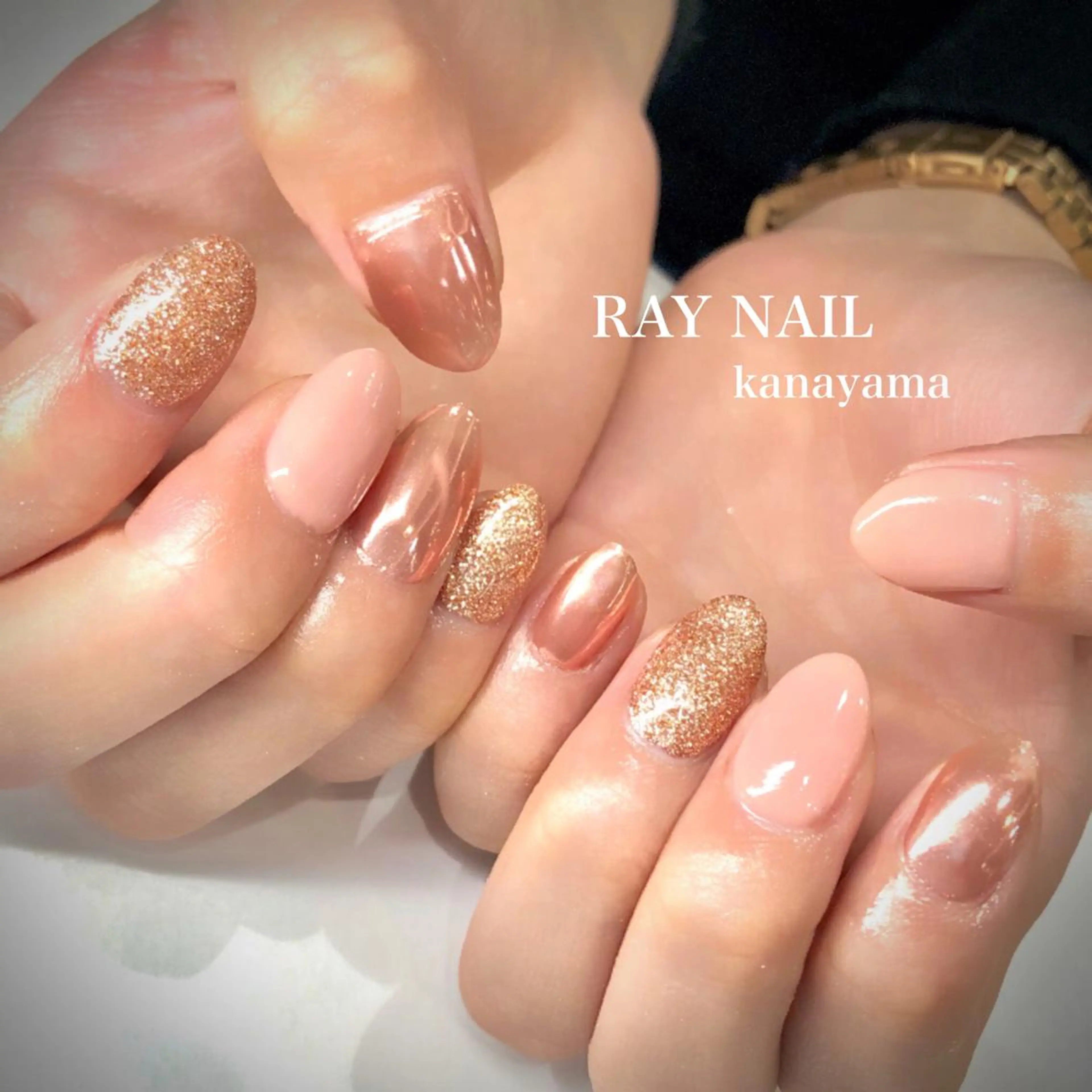 ネイル ラメ(グリッター) ミラーネイル ワンカラーネイル Arowa 伊田のネイルデザイン