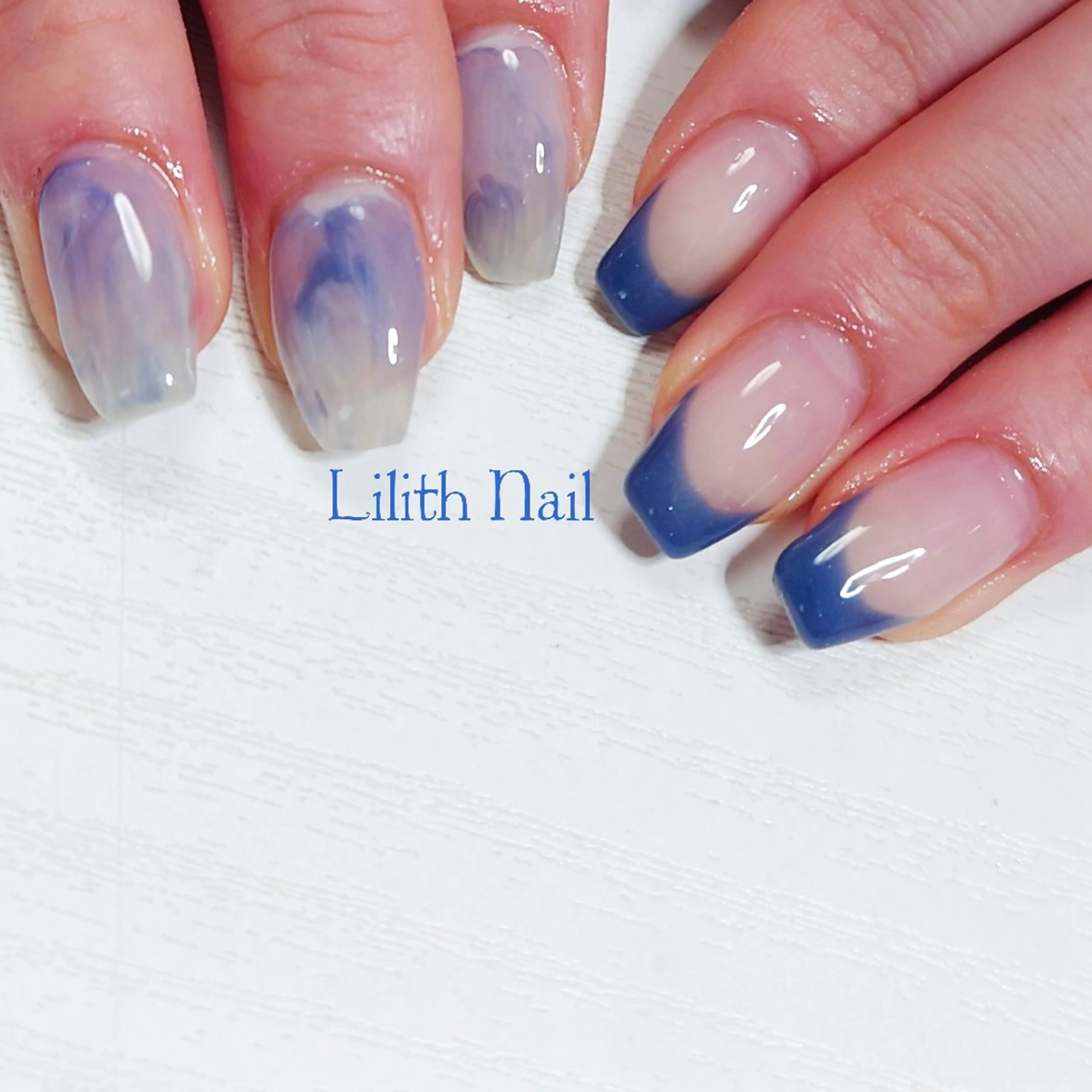 ネイル フレンチネイル 大理石ネイル(マーブル) ニュアンスネイル ハンドネイル Lilith Nailのネイルデザイン