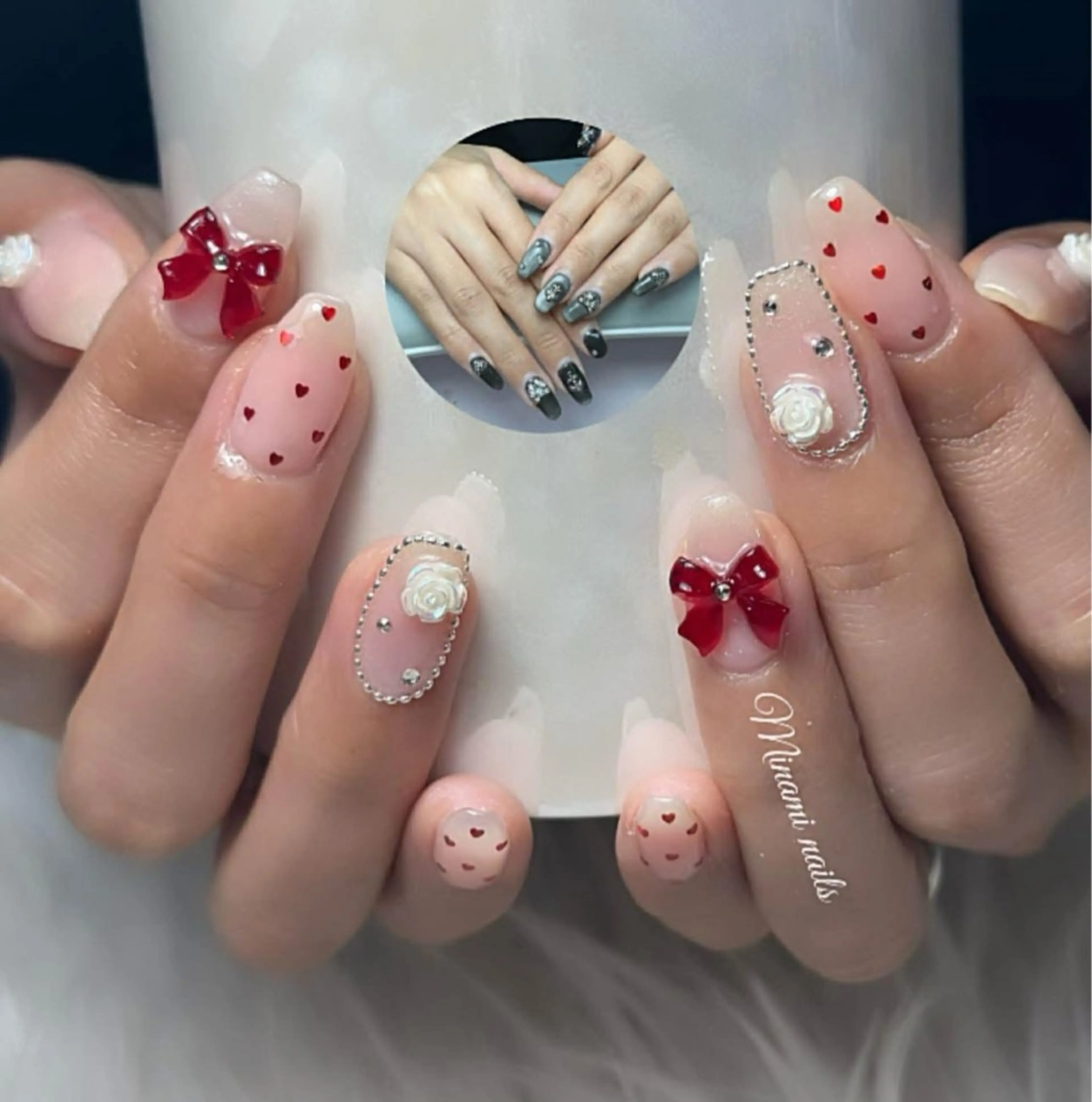 ネイル アートネイル オーロラネイル ガーリー キラキラネイル 韓国ネイル ハンドネイル Minami Nailsのネイルデザイン