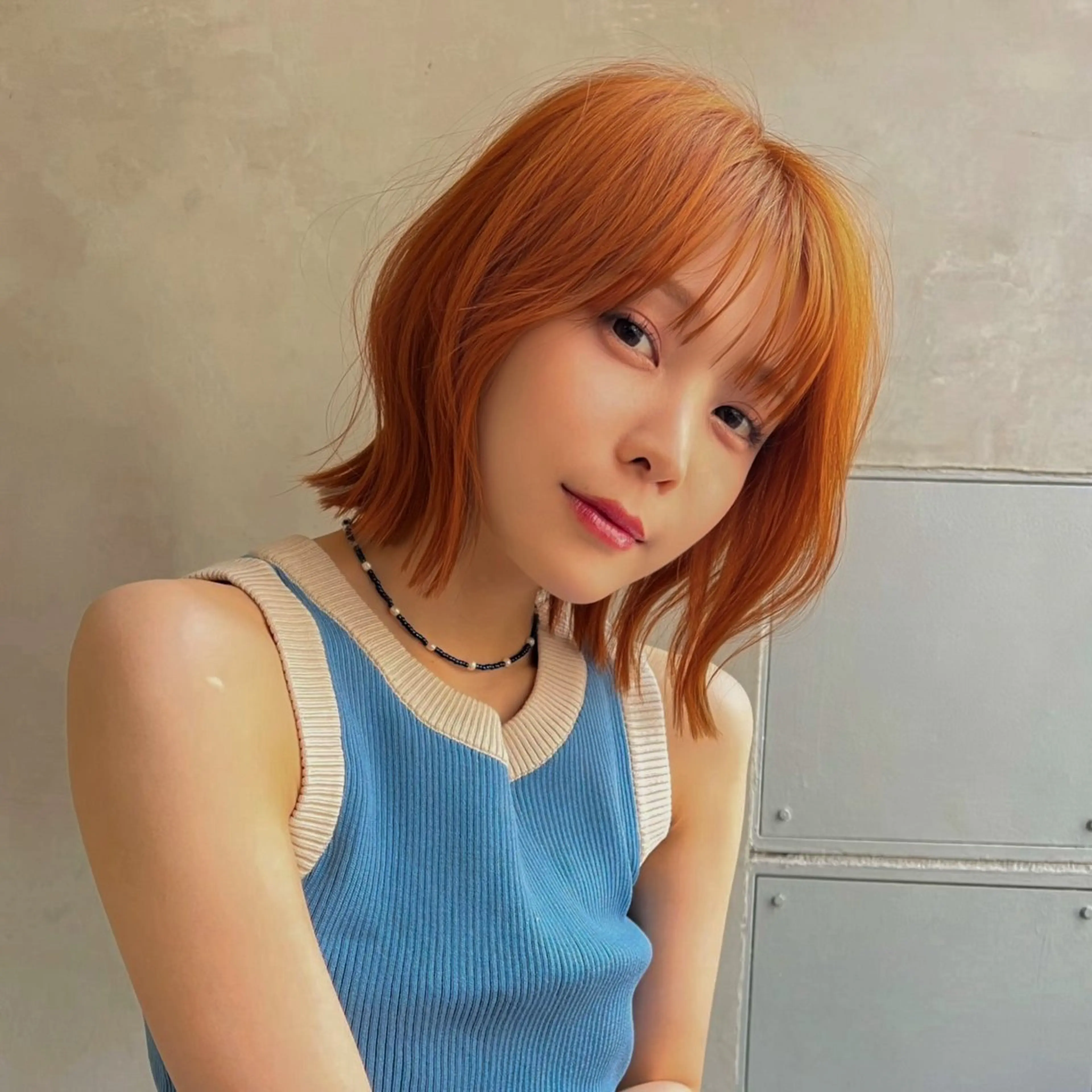 ショート カラー ブリーチ オレンジ 韓国風ヘア 外ハネヘア ⚜️ブリーチ× 透明感✨Hayatoのヘアスタイル