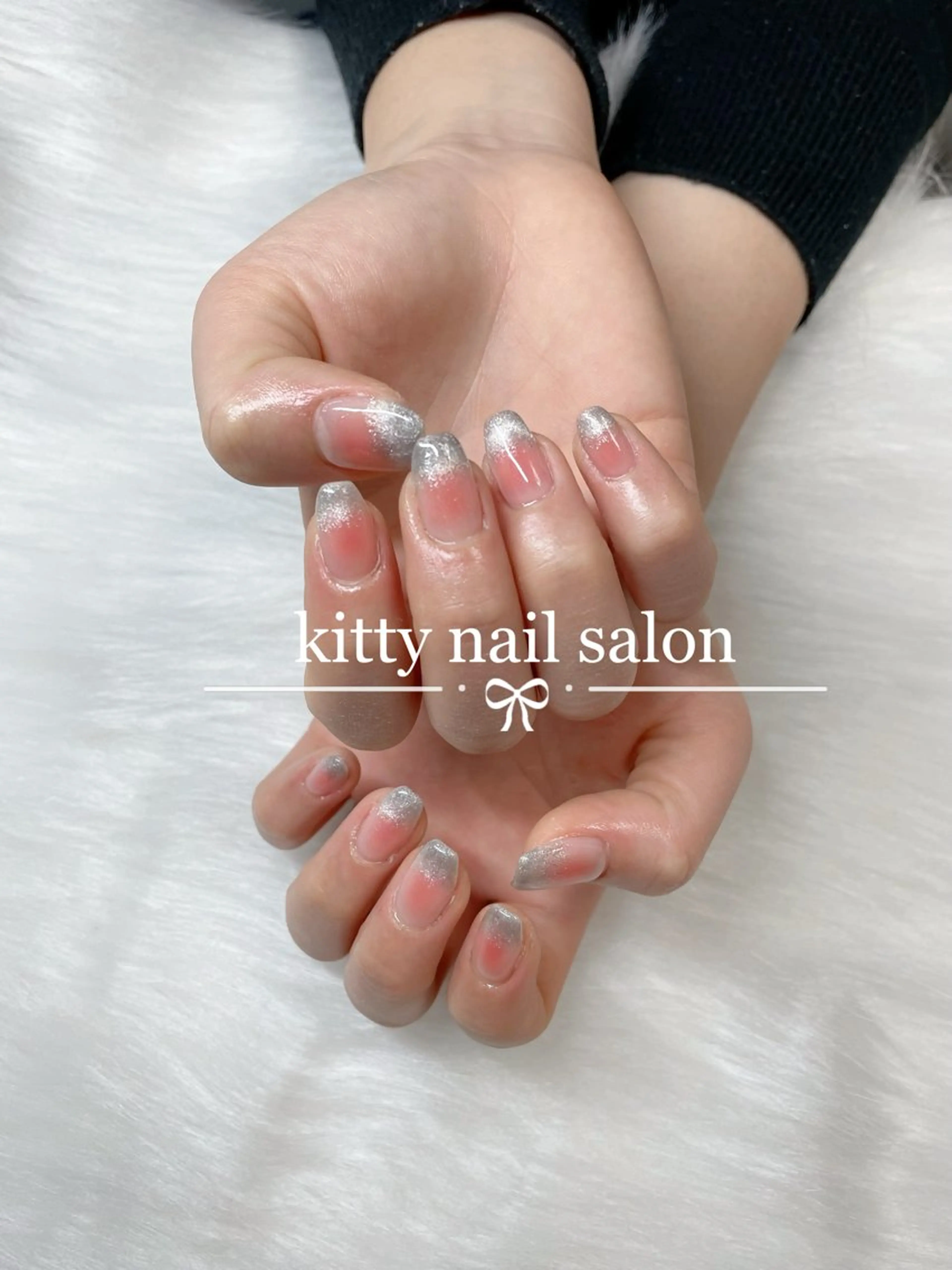 ネイル フレンチネイル マグネットネイル マグネットフレンチ ミラーネイル シンプルネイル kitty nail salonのネイルデザイン