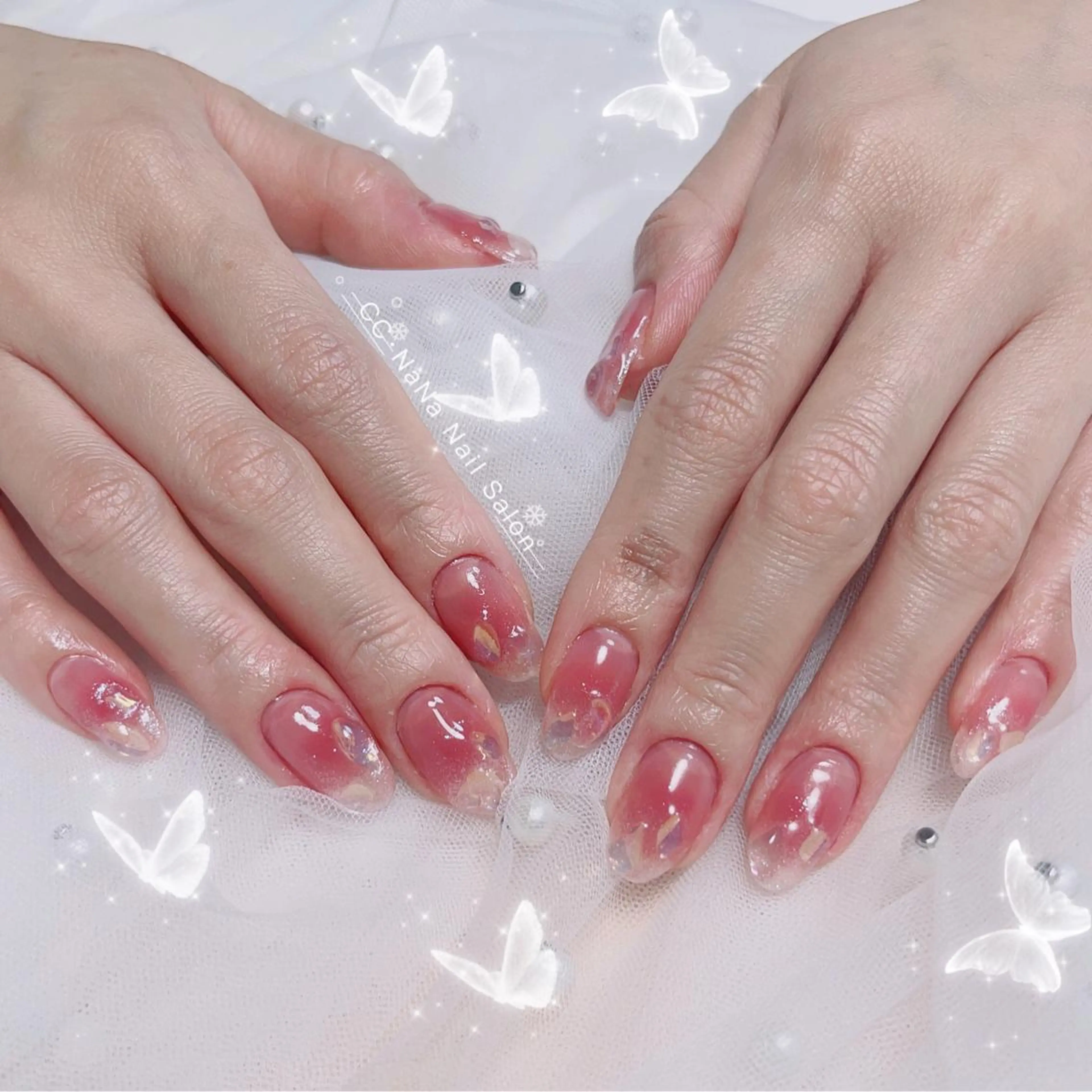 ネイル チークネイル ワンホンネイル ハンドネイル CC  NaNa ワンホンネイル🌙Nのネイルデザイン