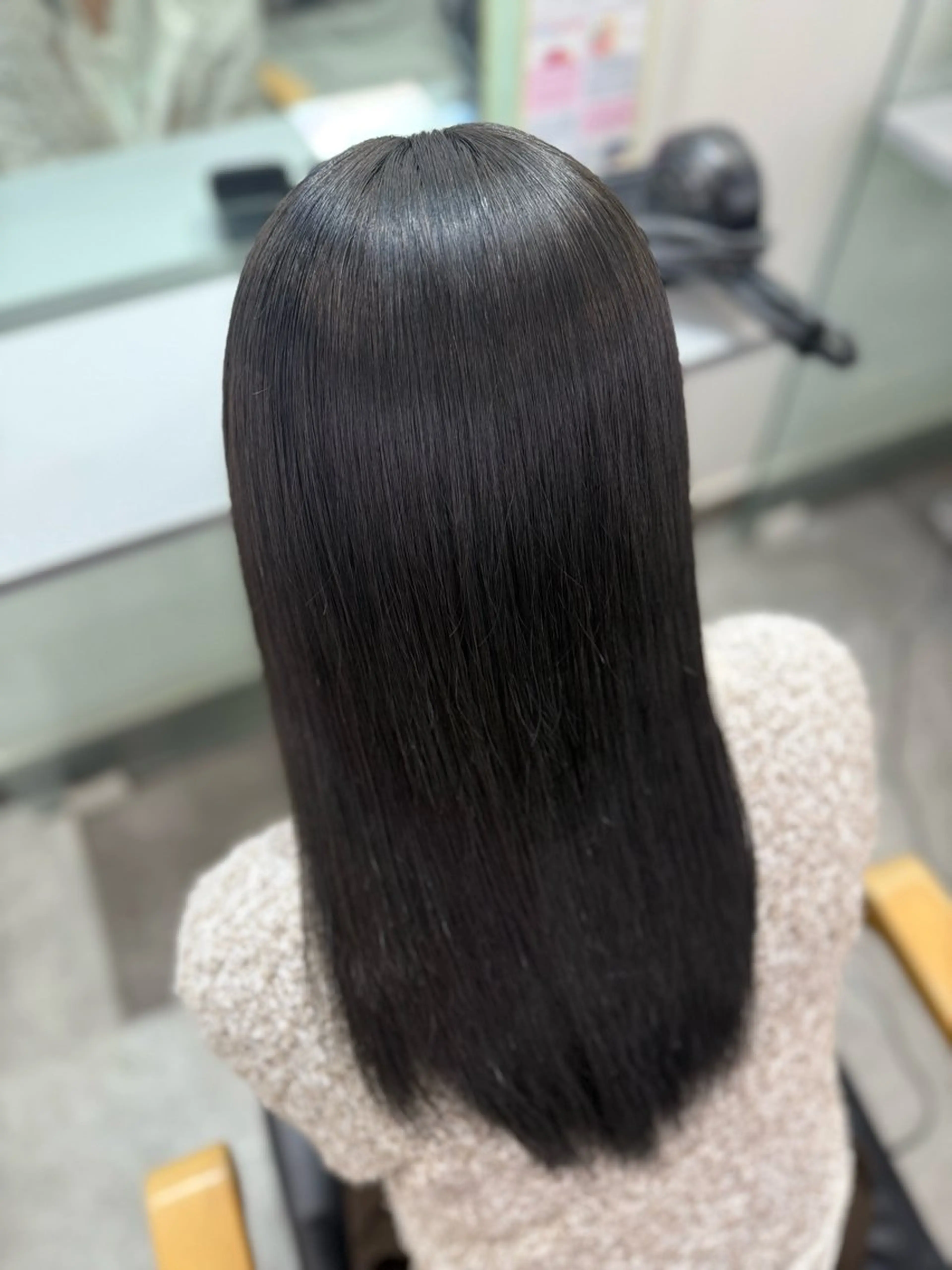 ロング カラー 黒髪 ブルーカラー ブルーブラック 透明感カラー 縮毛矯正 透明感/艶髪/ 🌷mihiro🌷のヘアスタイル