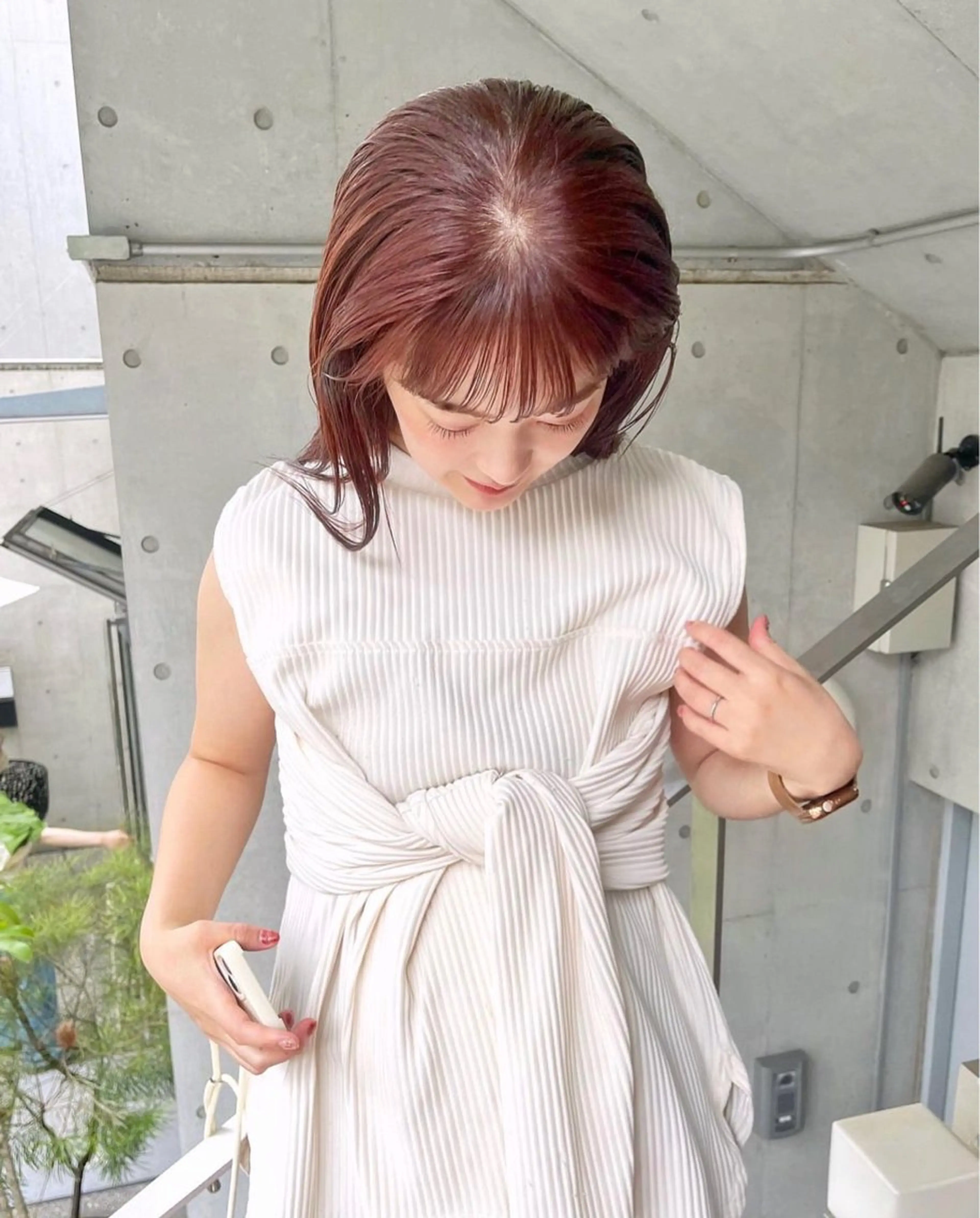 セミロング カラー カット ヘアカラー トリートメント GO TODAY SHAiRE SALON表参道Polaris店所属・暖色カラー/ピンク カラー/HARUKAのヘアスタイル