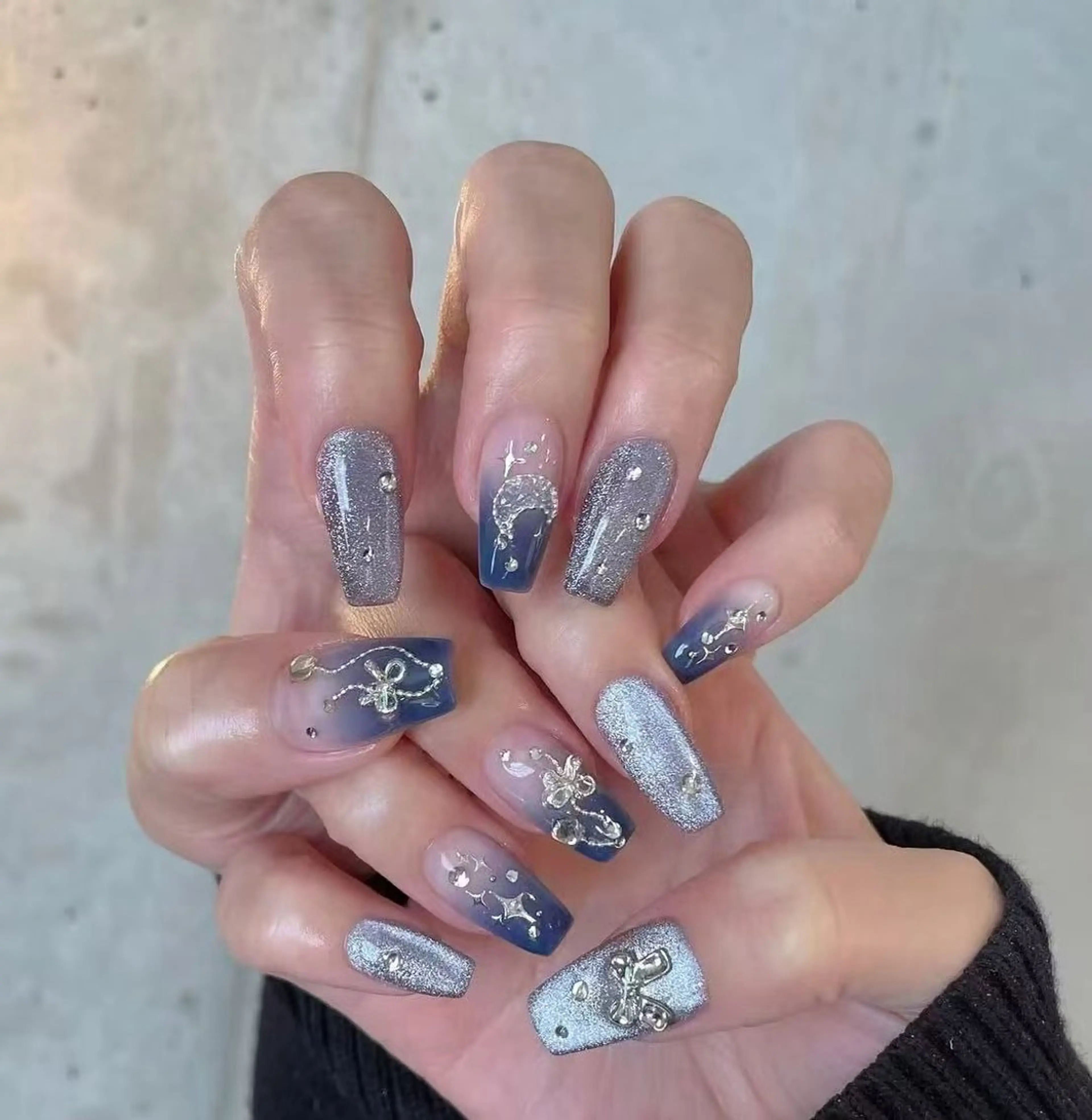 ネイル フラワーネイル フレンチネイル ジェルネイル ガラスフレンチ ハート ハンドネイル BabyYouMi nailのネイルデザイン