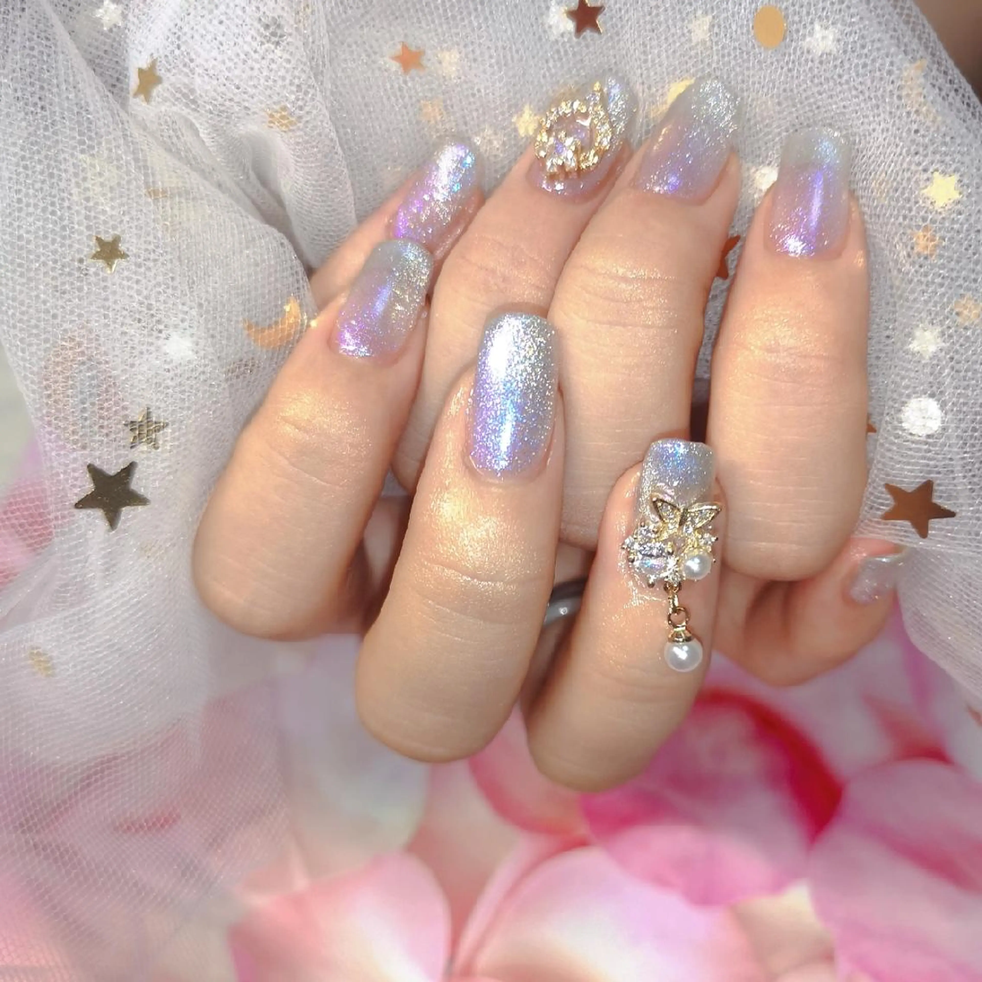 ミディアム ネイル ネイリストゆか💅 長さだし、深爪矯正のネイルデザイン