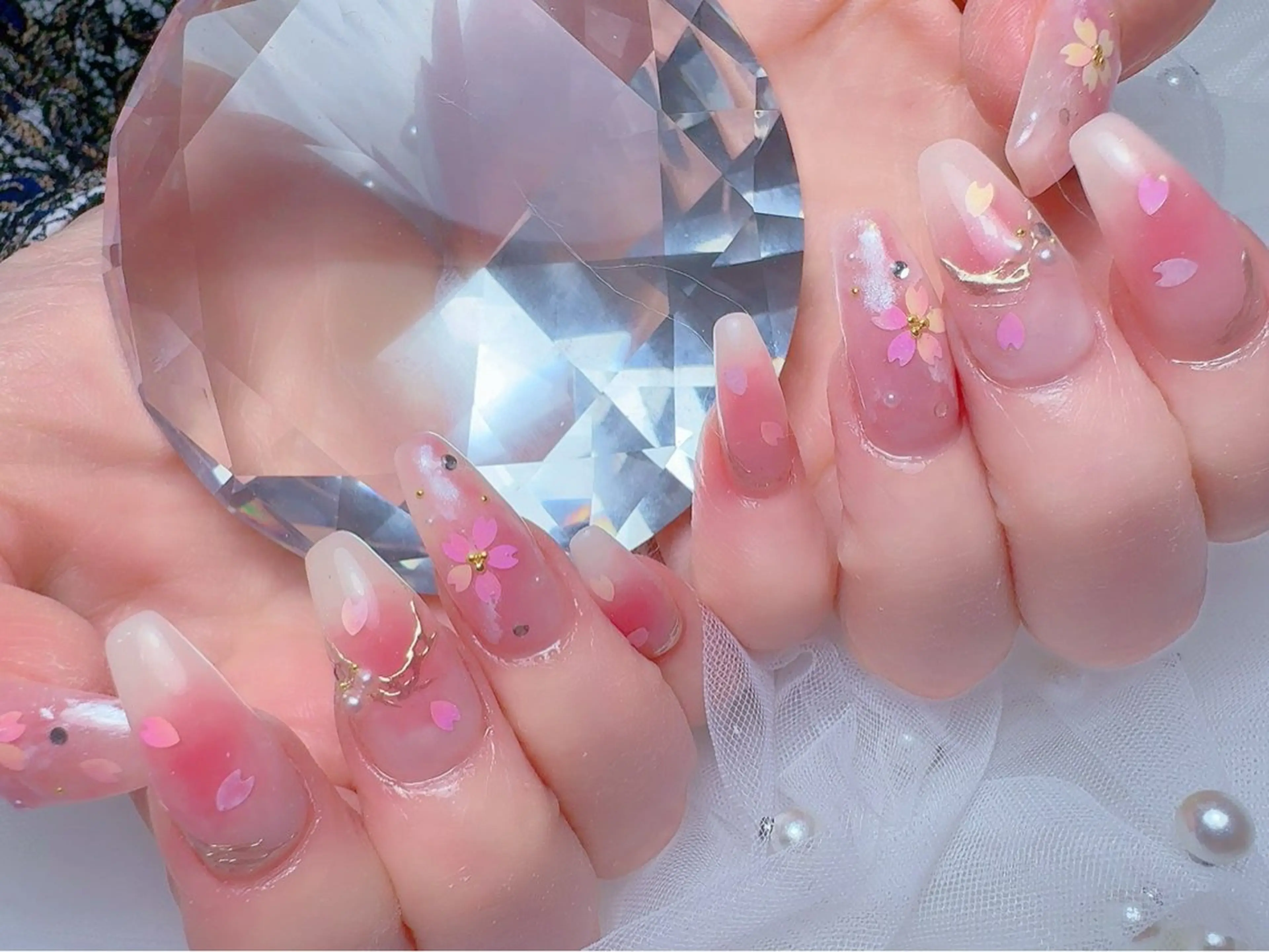 ネイル アートネイル フラッシュネイル フットネイル グラデーション ラメ(グリッター) ハンドネイル BABY  BREATH所属・y natsumiのネイルデザイン