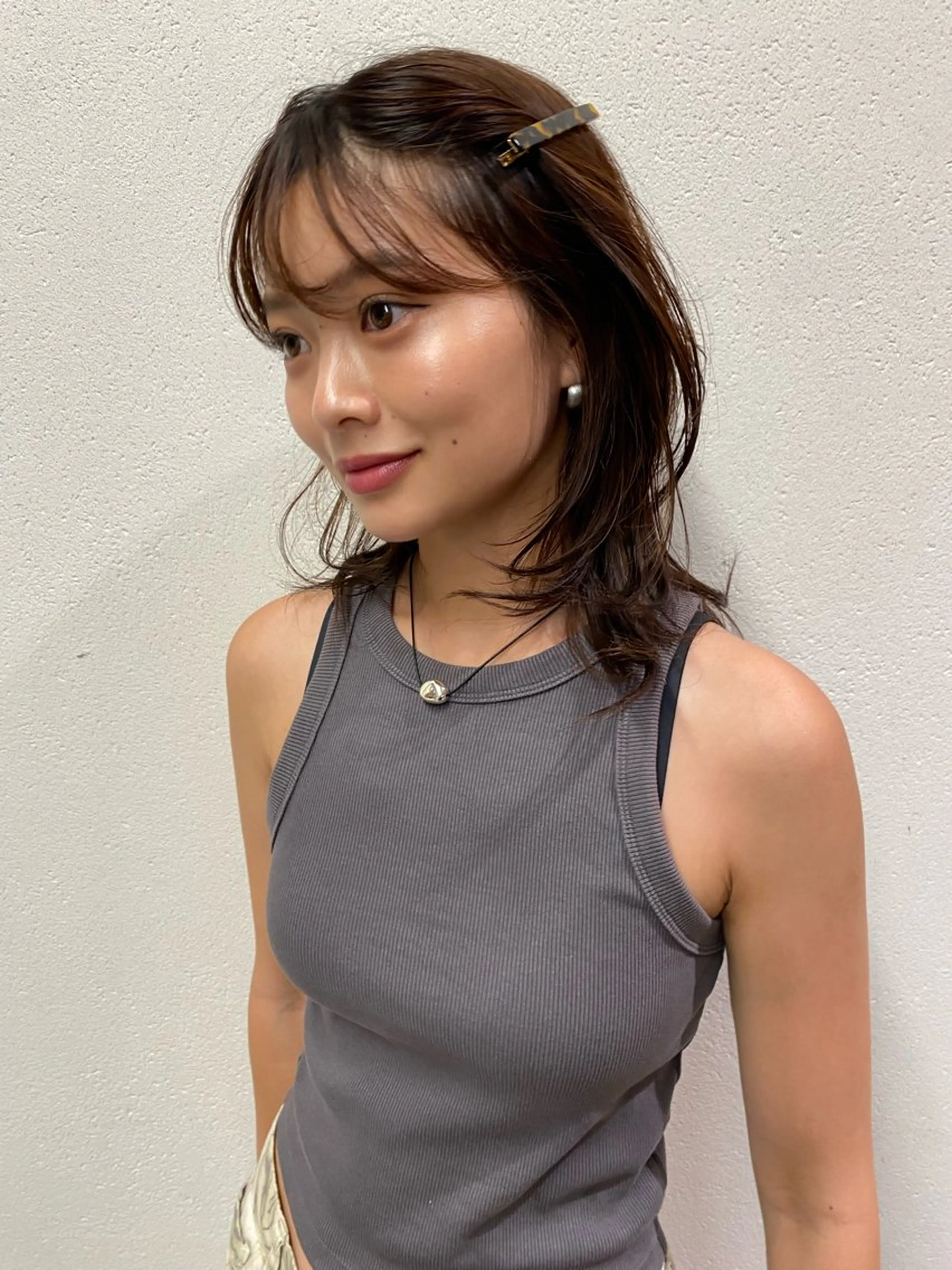 ミディアム カラー カット ヘアカラー トリートメント レイヤー/柔色 カラー/SAkiのヘアスタイル