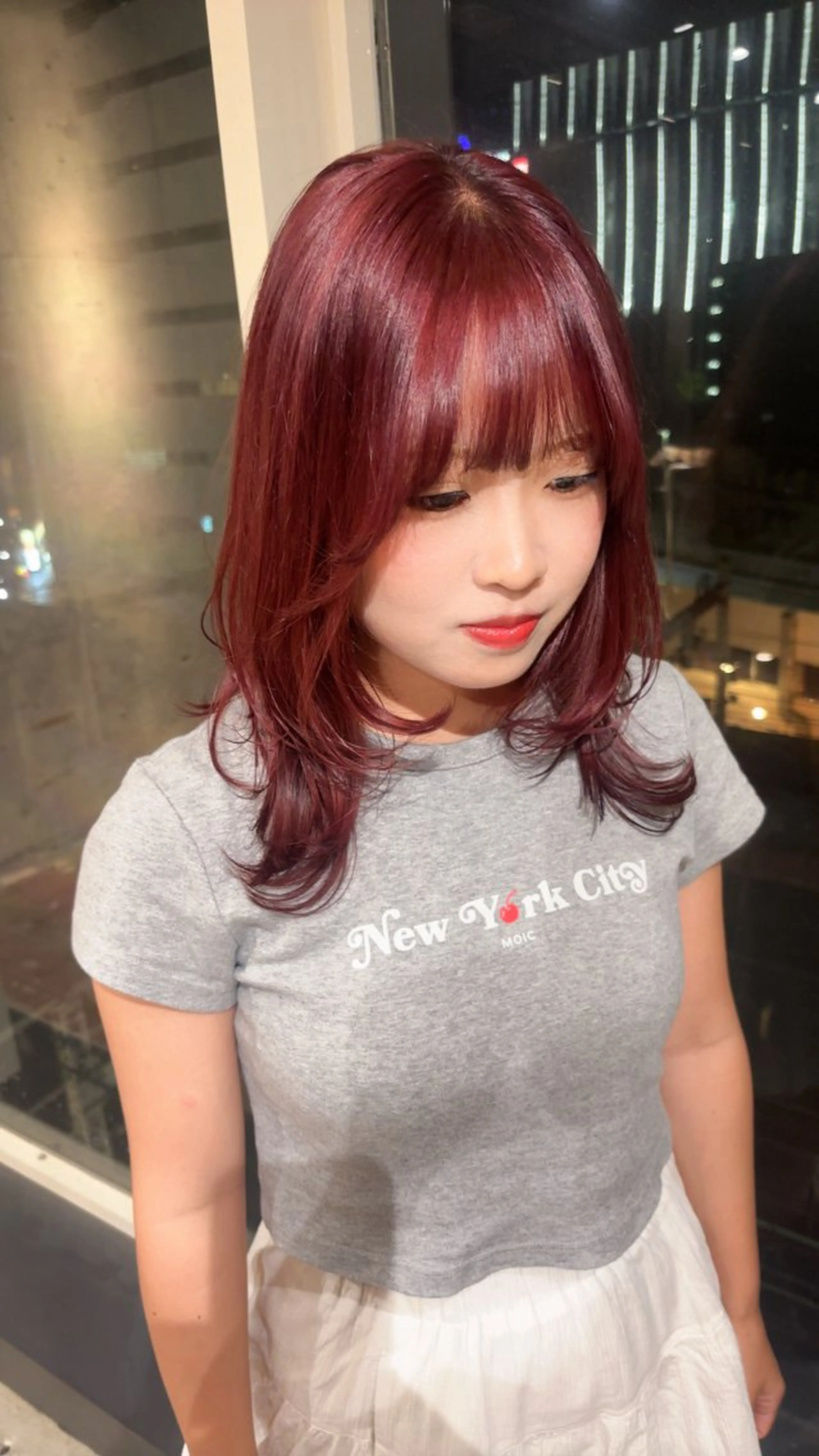 ミディアム レイヤーカット ヘアカラー パーマ/ボブ/ ショート/まな⭐️のヘアスタイル