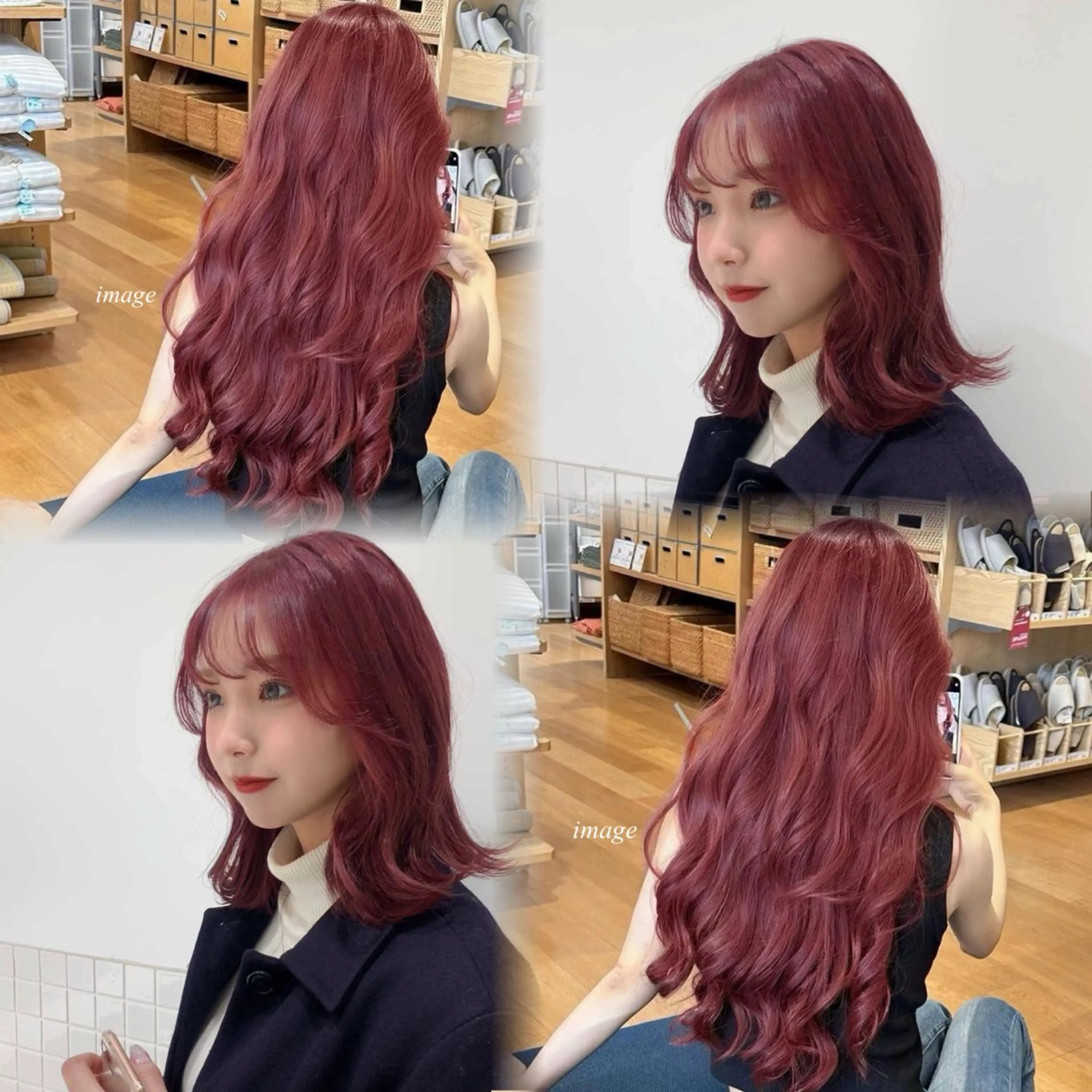 ミディアム カラー ヘアカラー ハッシュカット レイヤー池袋のヘアスタイル