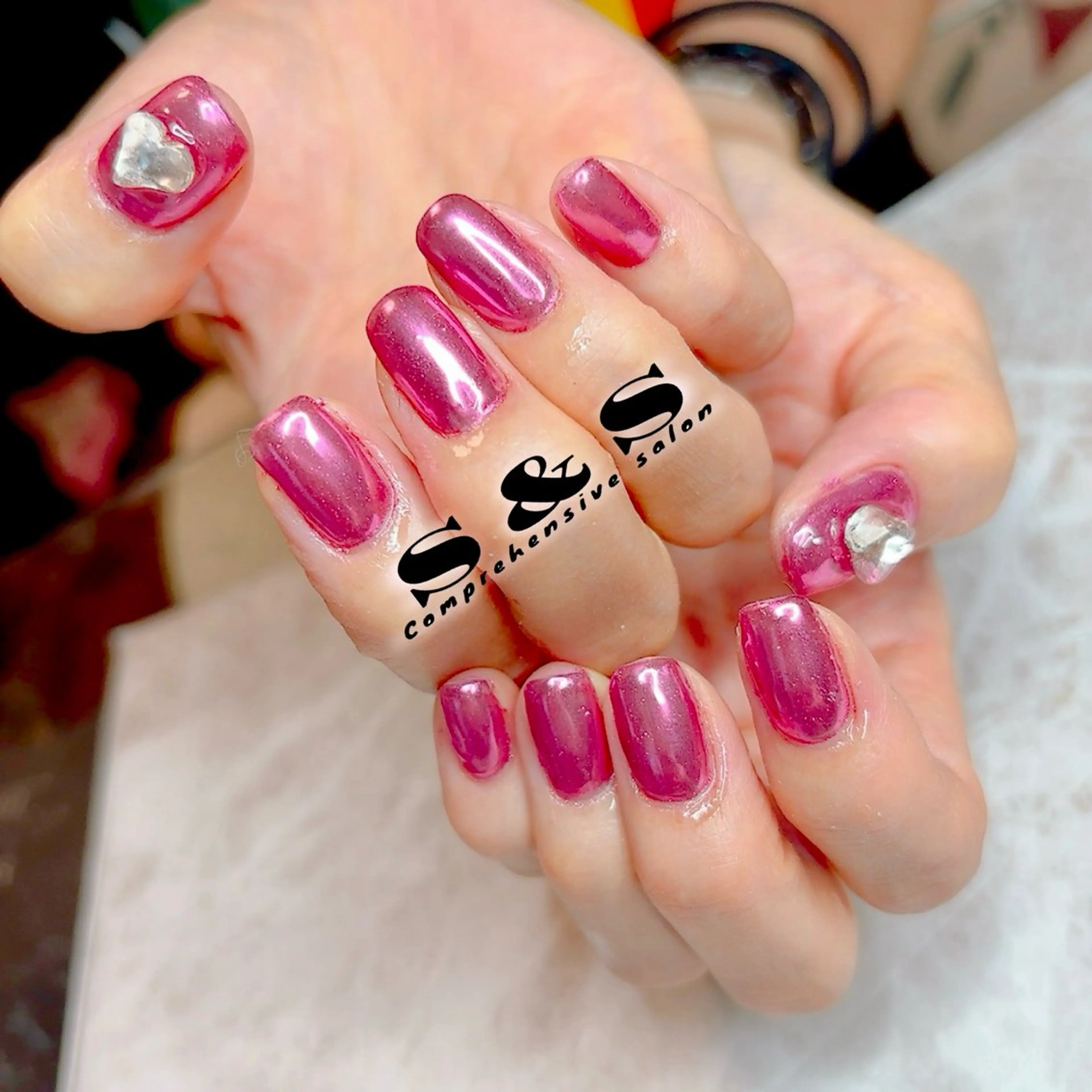 ネイル ミラーネイル ピンク S&S 村田小百合のネイルデザイン