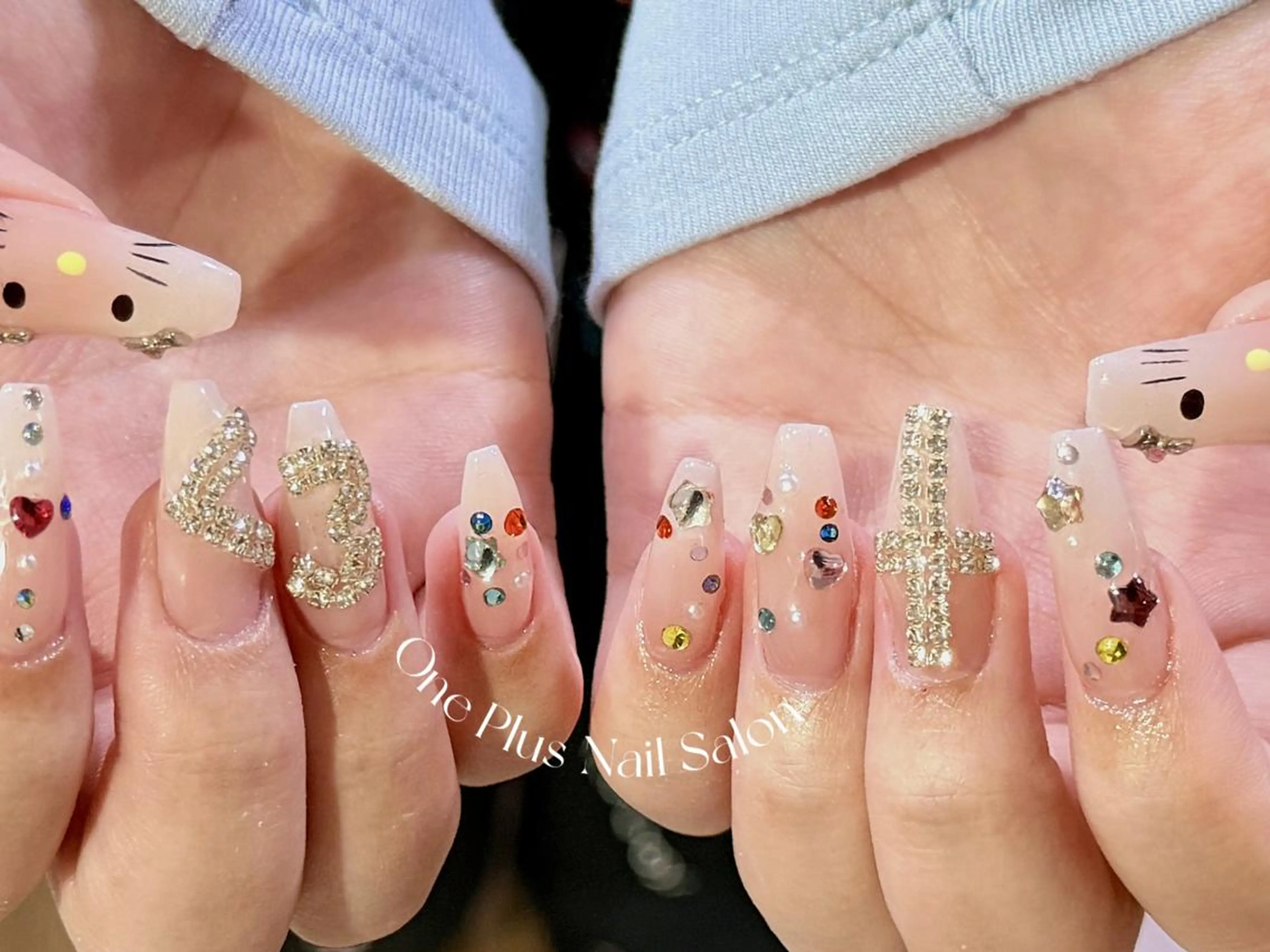 ネイル アートネイル 長さ出し フレンチネイル ガーリー ハート 中野 REIのネイルデザイン