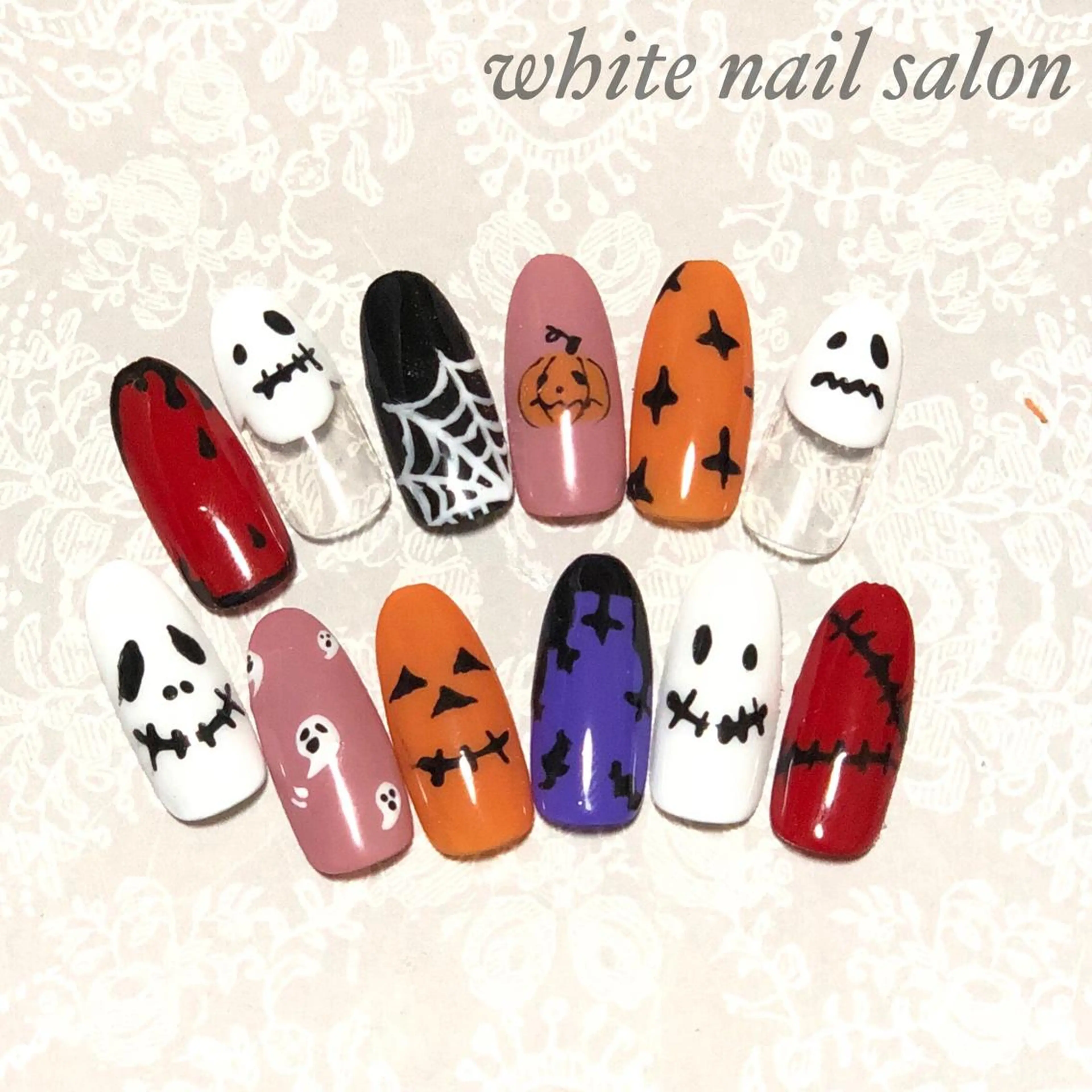 ネイル アートネイル フットネイル フレンチネイル ジェルネイル ハロウィン white nail salonのネイルデザイン