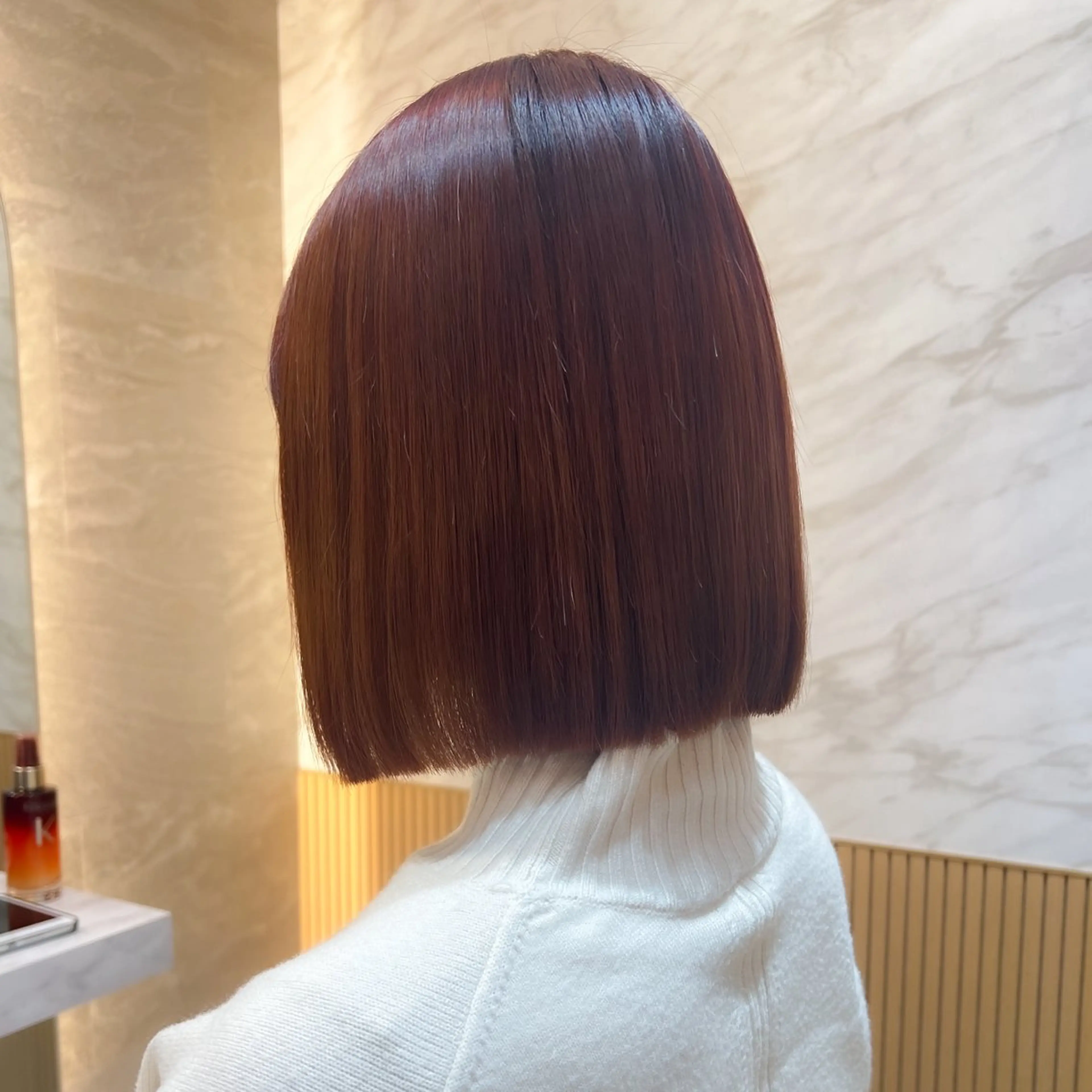 ミディアム カラー ボブ/巻ける縮毛矯正 /韓国レイヤーはなのヘアスタイル