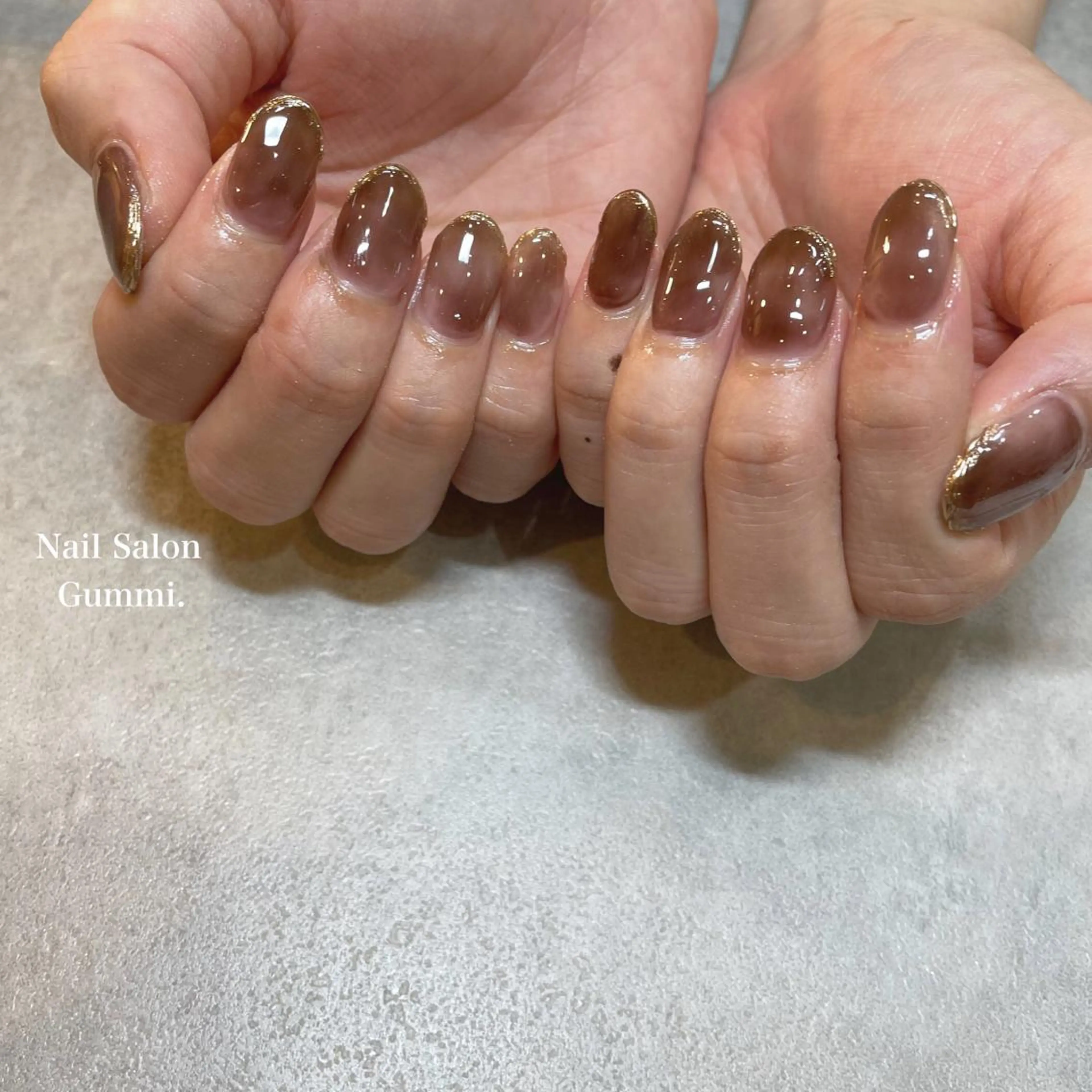 ネイル ブラウン クリアネイル Nail Salon Gummi.のネイルデザイン