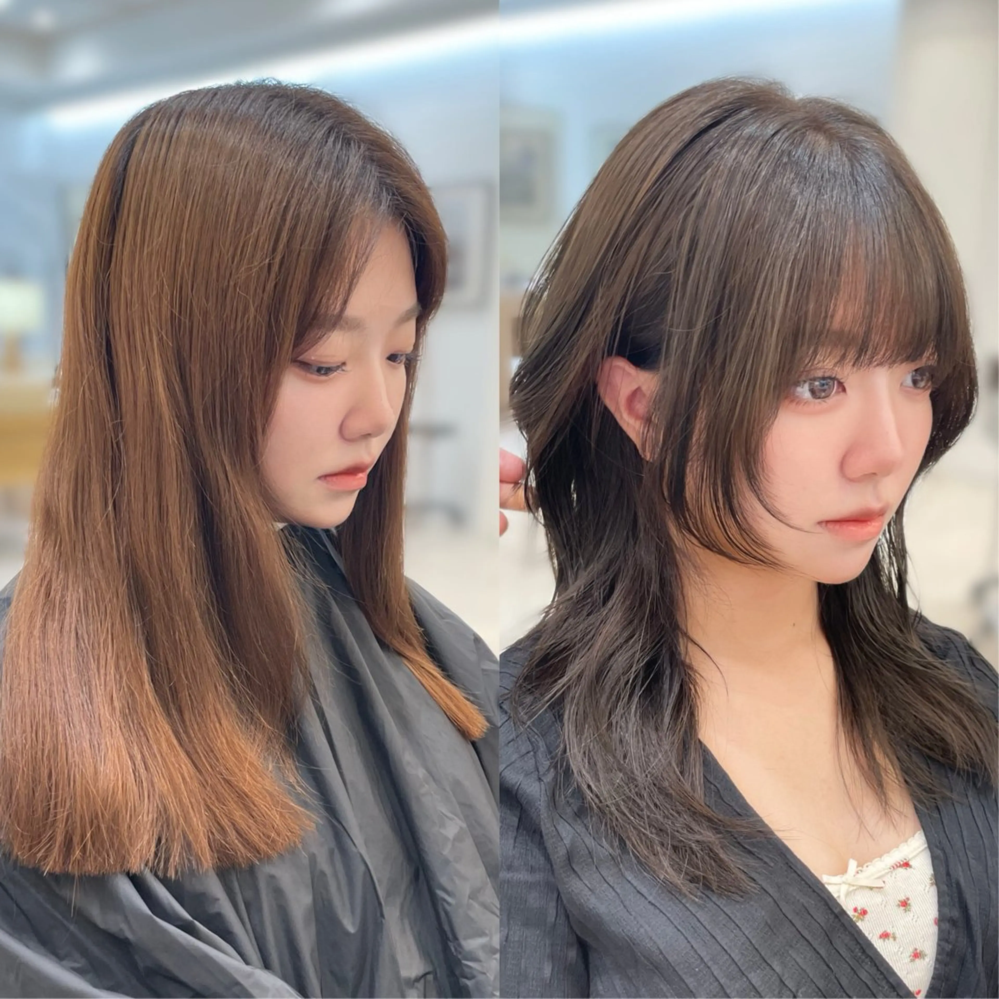 セミロング くびれヘア ハッシュカット 韓国風ヘア レイヤーカット 小顔カット ガレリアエレガンテ栄店所属・ウルフカット/ ハッシュカット/山路のヘアスタイル