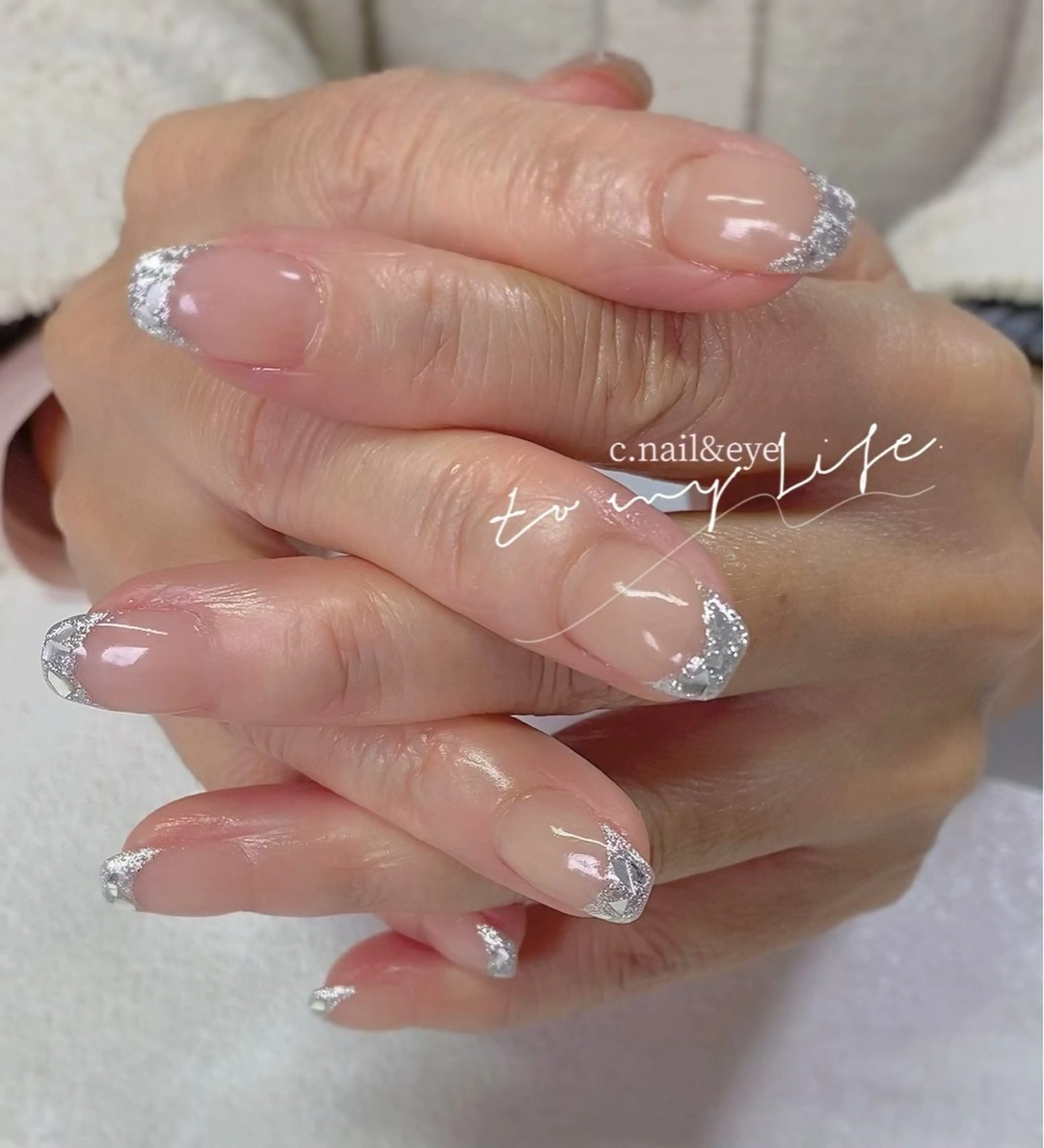 ネイル フレンチネイル ガラスフレンチ ハンドネイル C.Nail &Eye筑紫駅のネイルデザイン