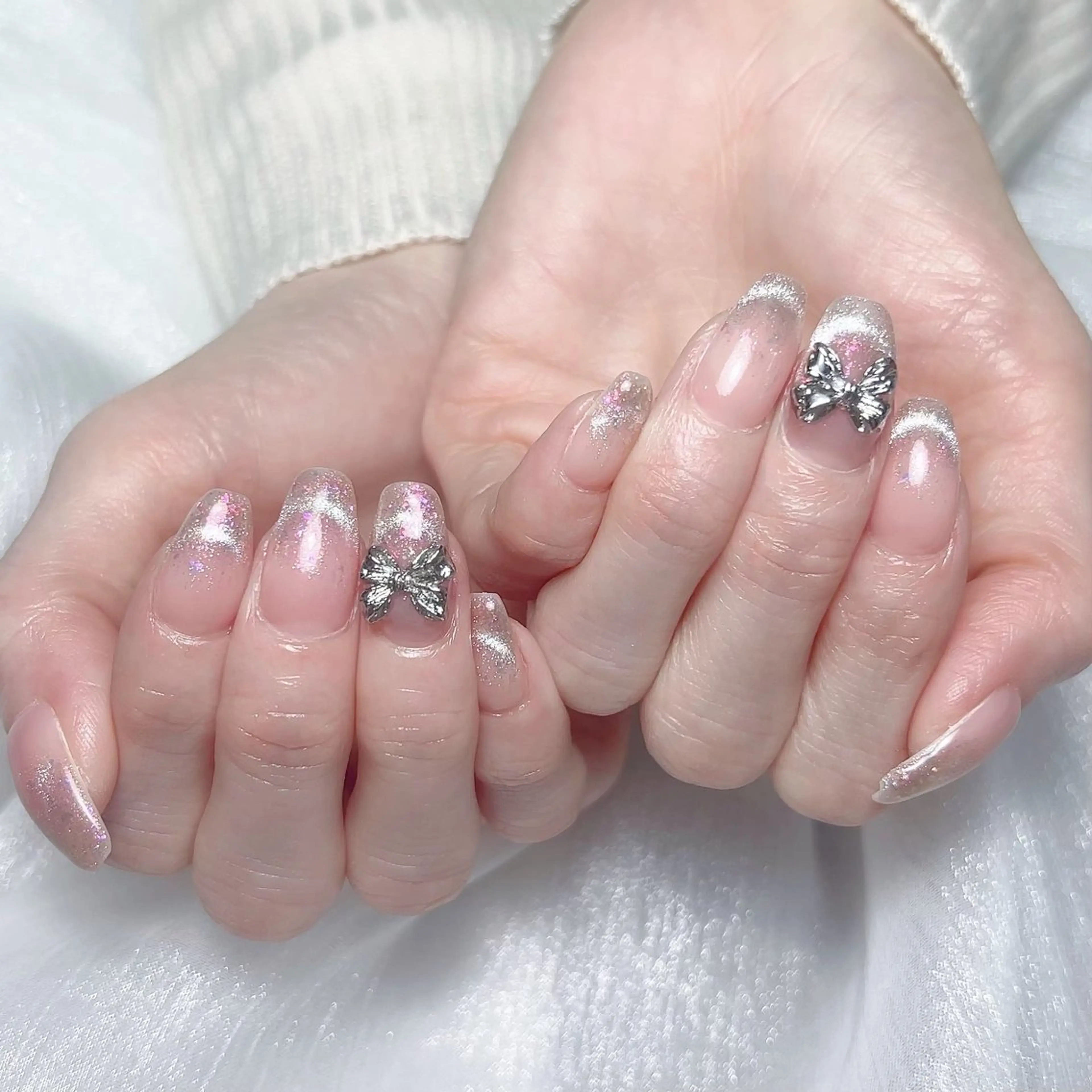 メンズ ネイル メンズ韓国風 アートネイル オーロラネイル ガーリー キラキラネイル Nail salon 木にいるのネイルデザイン