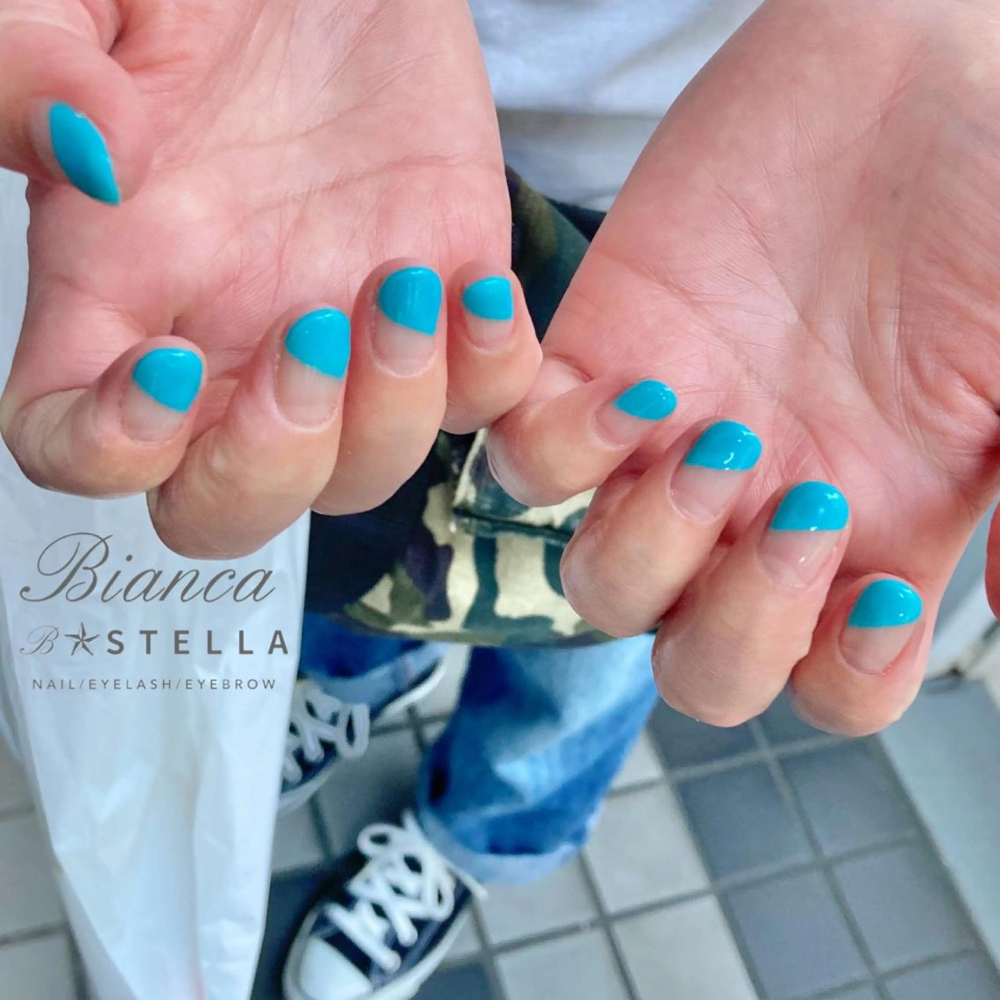 ネイル フレンチネイル 斜めフレンチ ハンドネイル Mojyam nail所属・松本 実咲のネイルデザイン