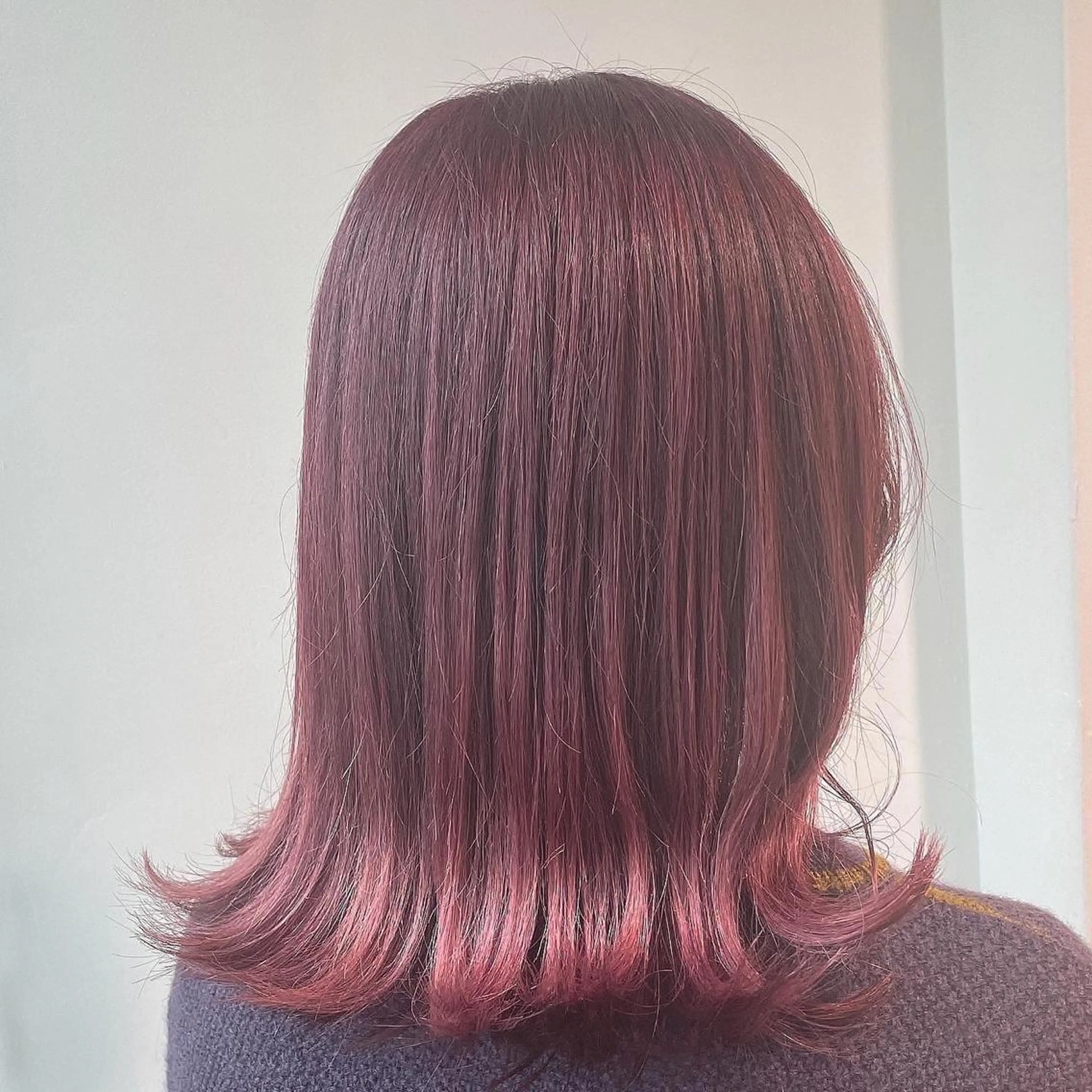 ミディアム カラー ブリーチ ピンクカラー ヘアカラー カットモデル募集 ミネのヘアスタイル