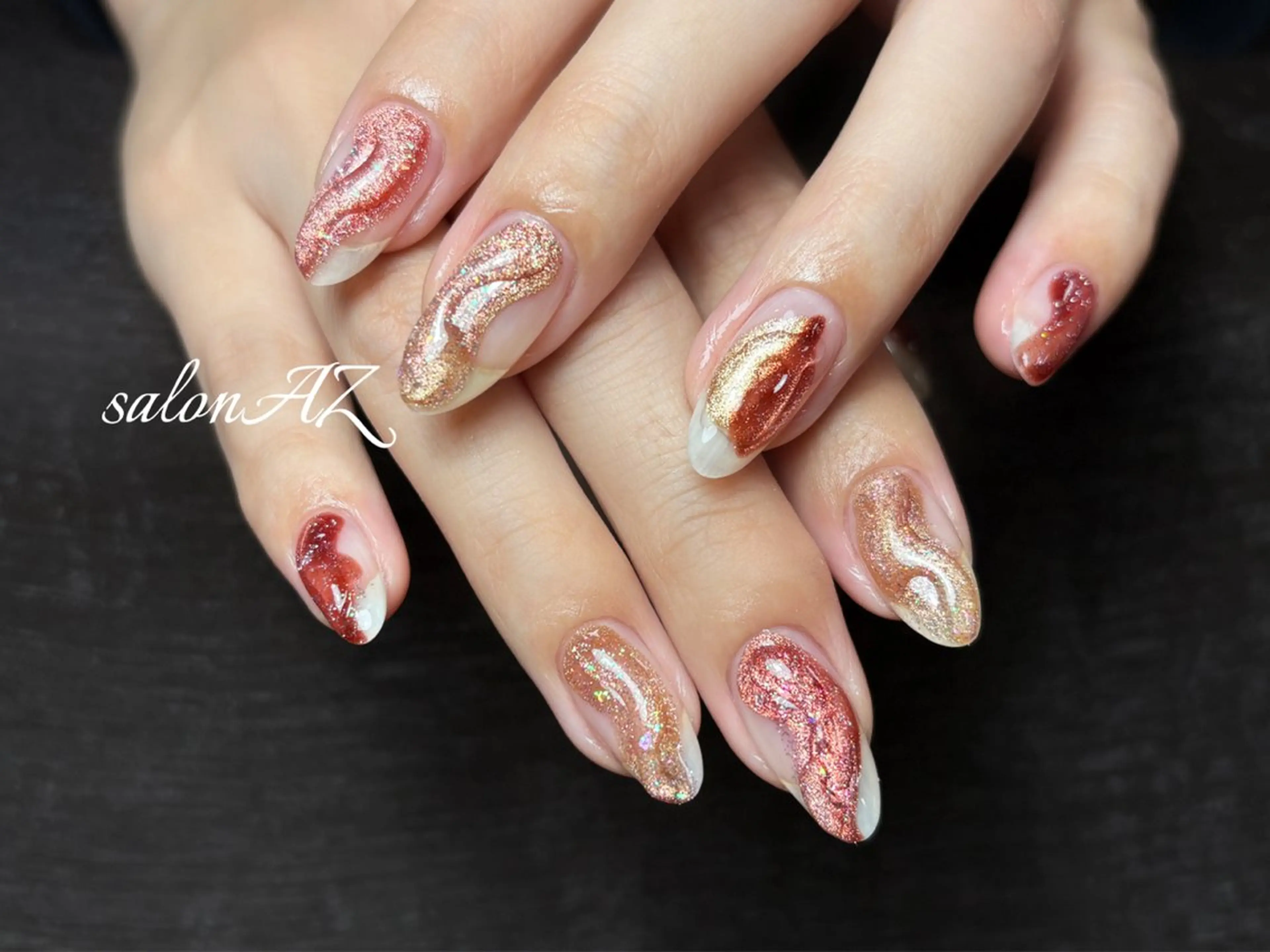 ネイル アートネイル 長さ出し フットネイル フレンチネイル ジェルネイル ハンドネイル salon AZのネイルデザイン