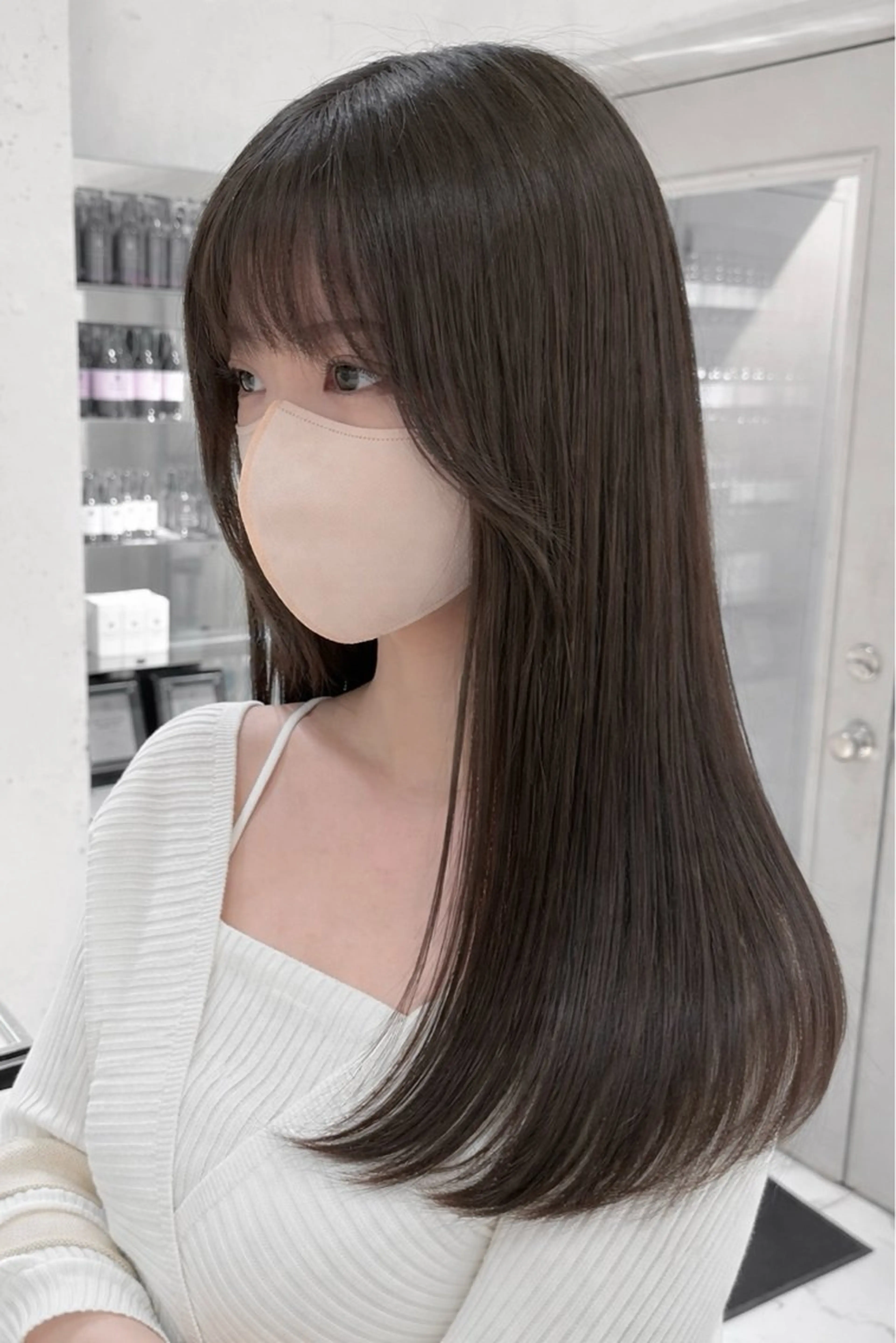 セミロング カラー カット ヘアカラー トリートメント ヘッドスパ ヘアセット 地毛風/グレージュ よしだひろのじょうのヘアスタイル