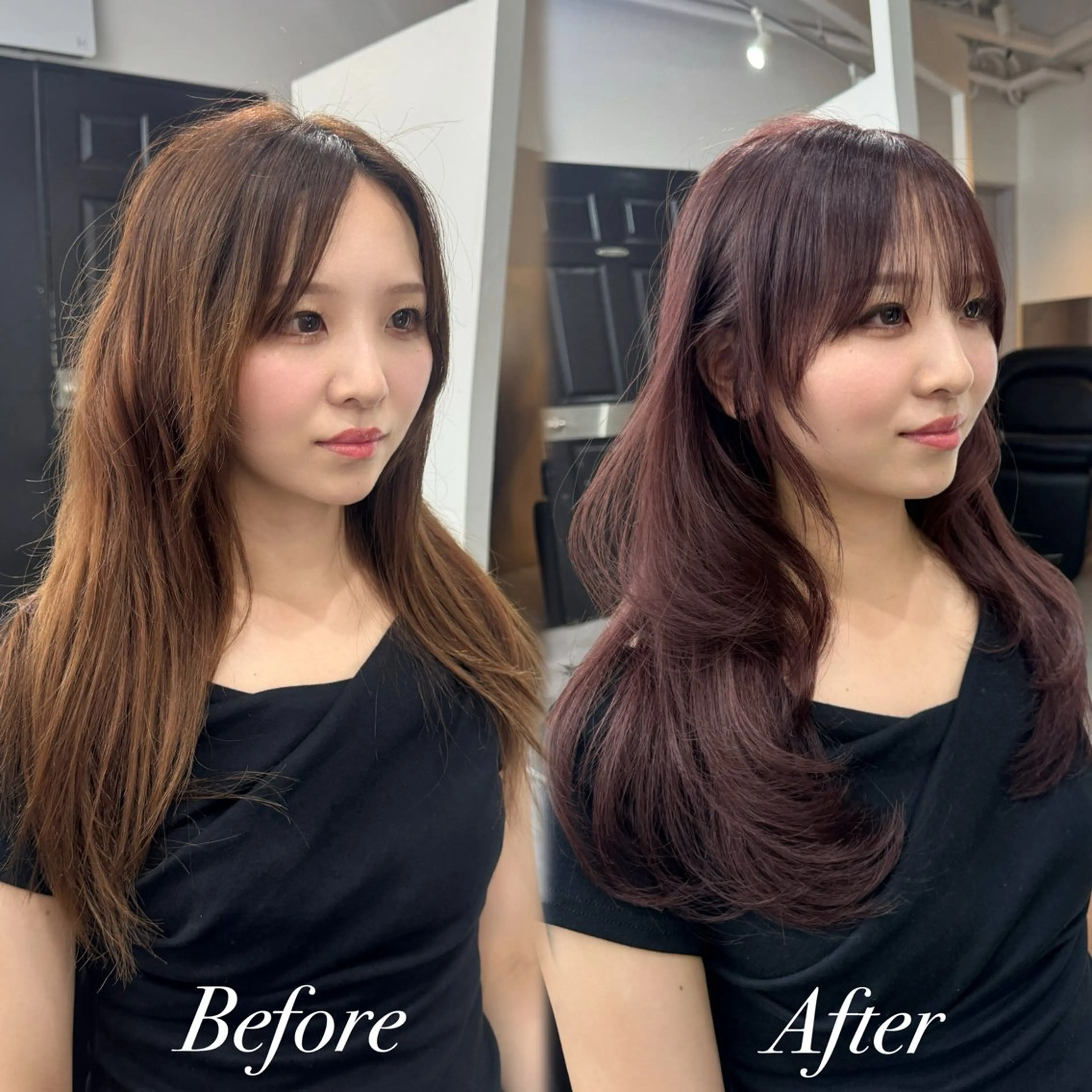 セミロング カラー カット ヘアカラー トリートメント 🎀髪質改善×韓国レ イヤー×透明感/米田のヘアスタイル