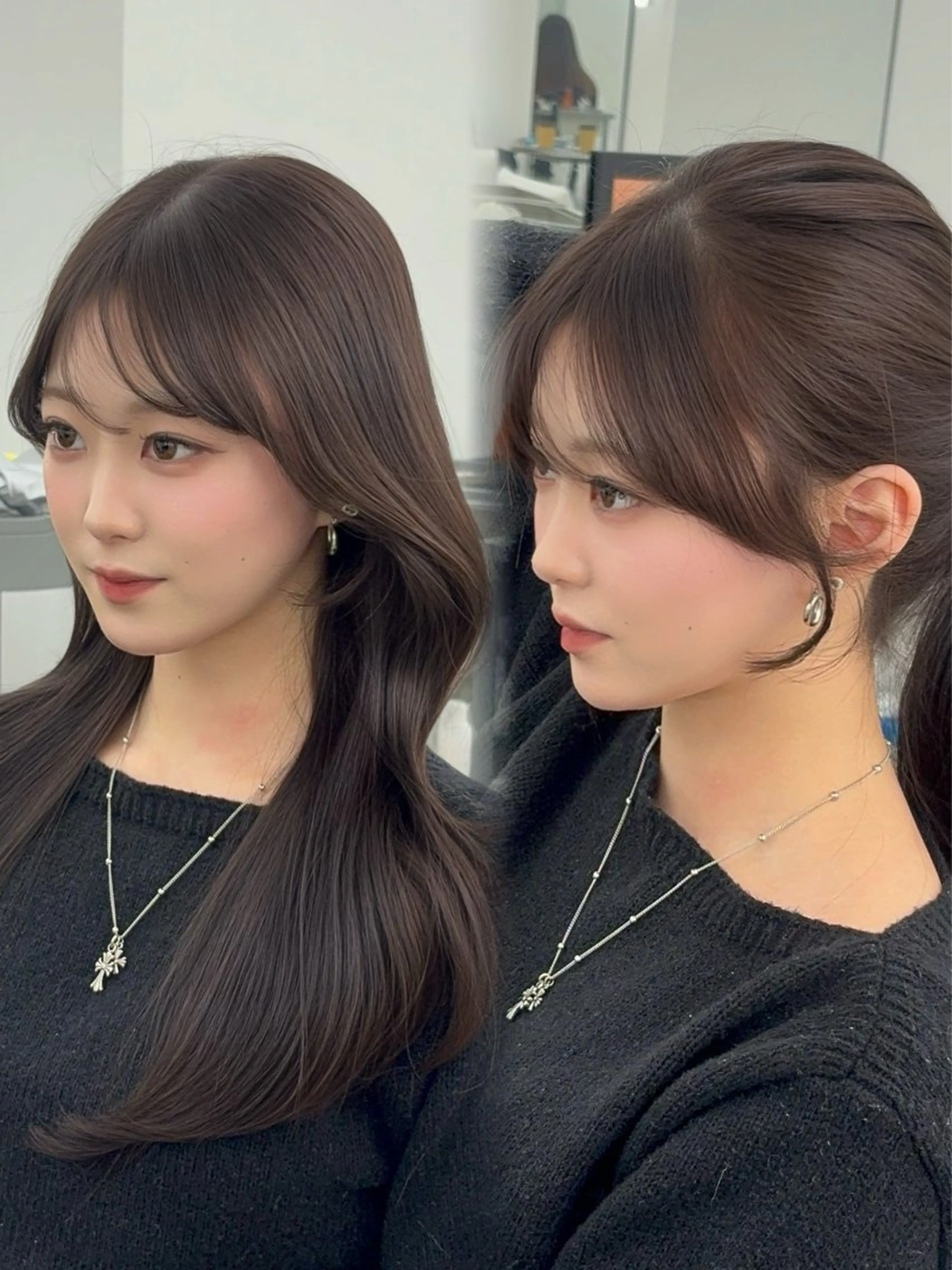 ロング カラー レイヤーカット 小顔カット カット ヘアカラー トリートメント 韓国ヘア/レイヤー/ 顔まわり足立遥奈のヘアスタイル