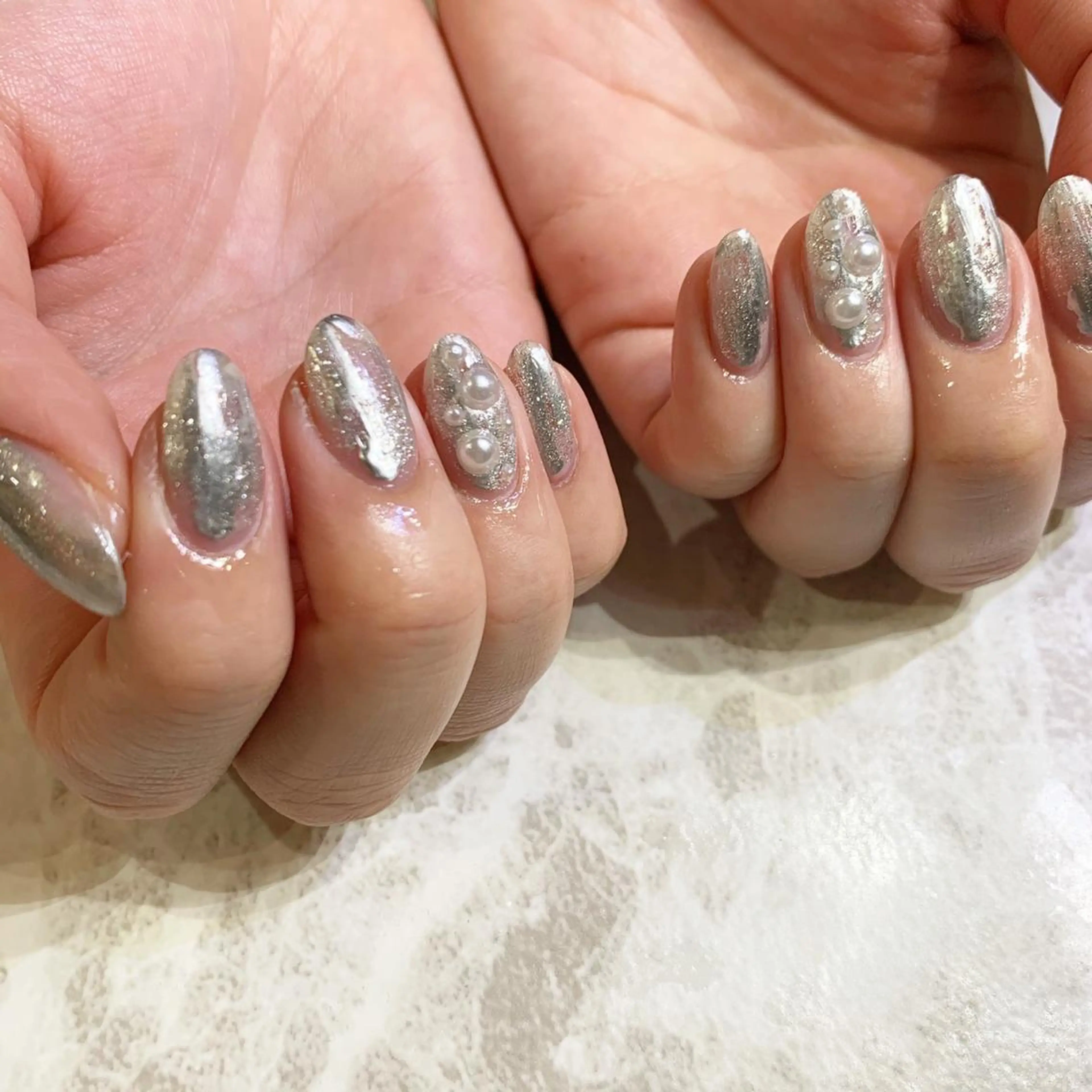 ネイル シルバー ハンドネイル nail salon mieux(ミュー)のネイルデザイン