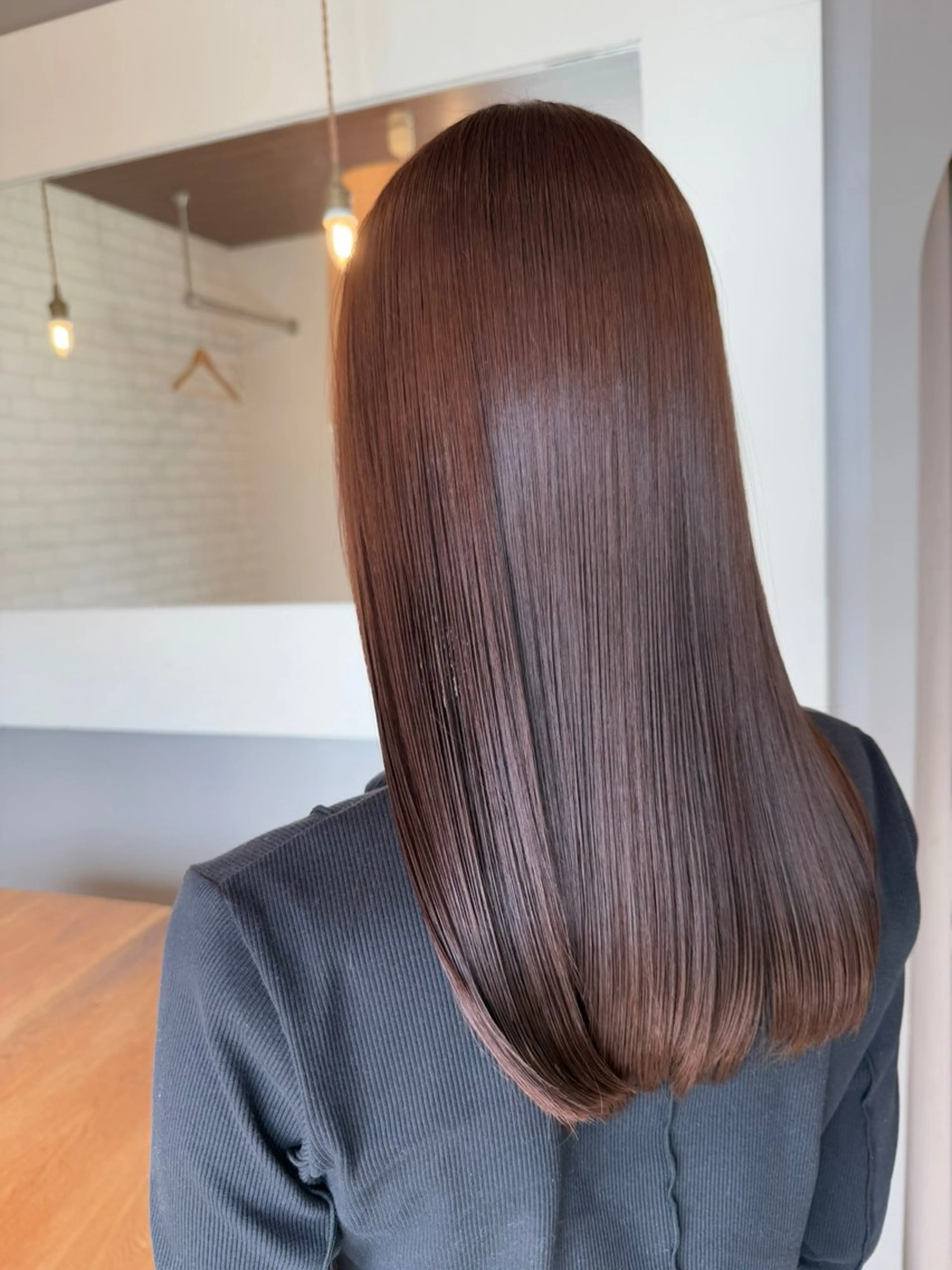 セミロング カラー ブラウンカラー 縮毛矯正 ALBELY  hair&spa 浜松上島店所属・髪質改善 菊池紳吾のヘアスタイル