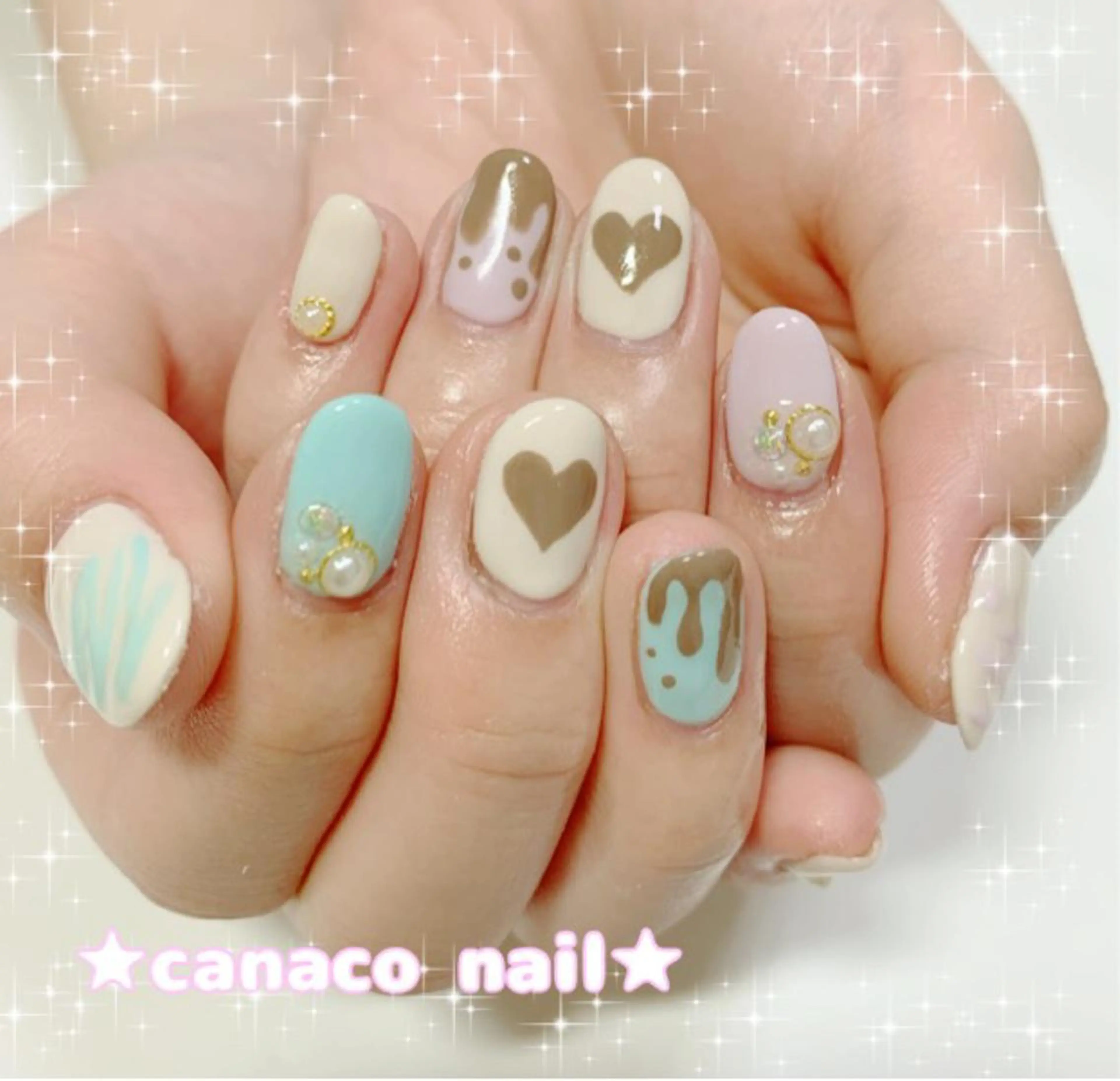 ネイル アートネイル ジェルネイル パラジェル ストーンネイル ハンドネイル ハンドケア Felice所属・ベテランネイル cnc  nailのネイルデザイン