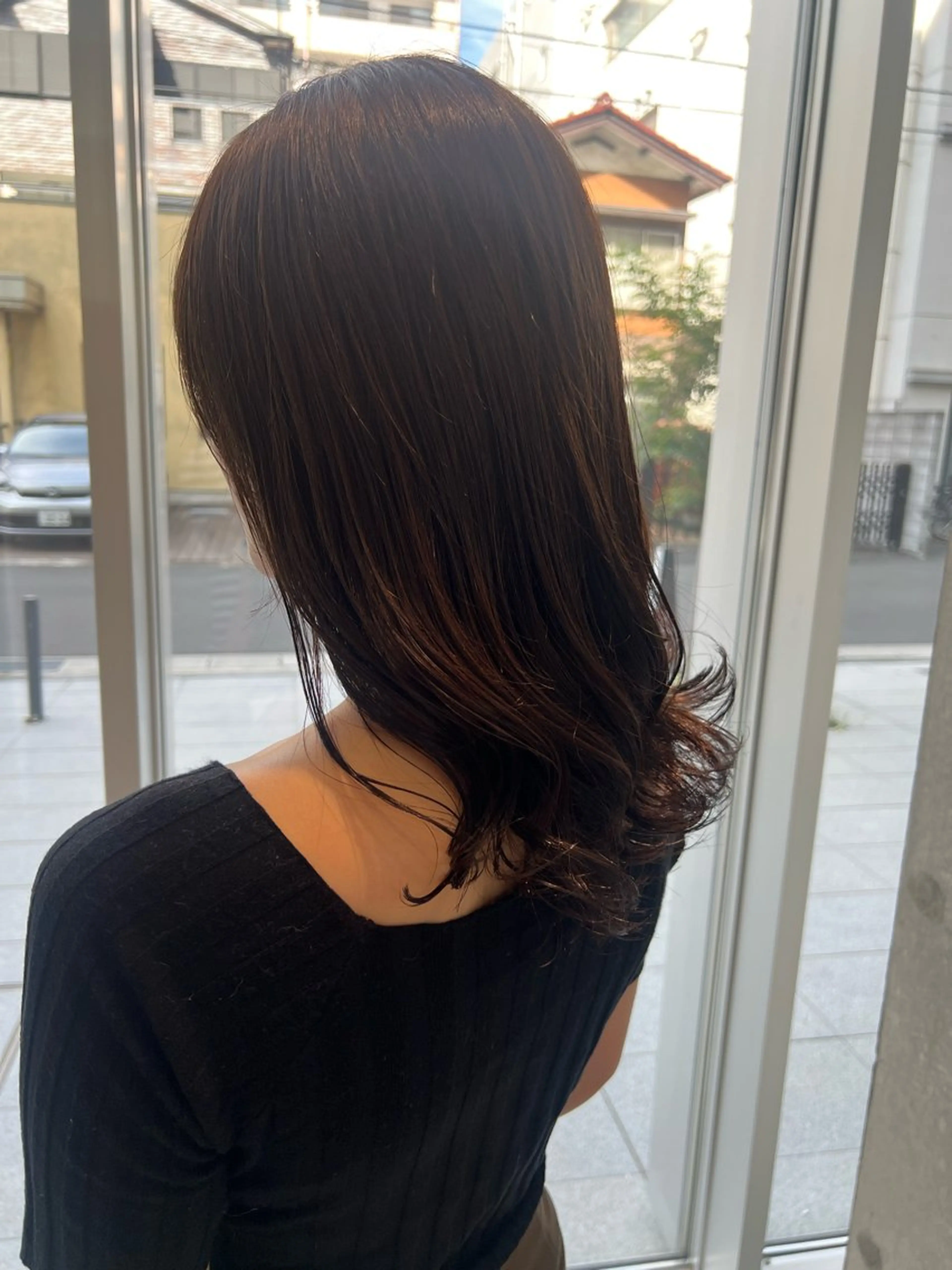 ミディアム カラー ブラウンカラー ヘアカラー トリートメント 吉沢遣人/レイヤー 艶カラー/パーマのヘアスタイル