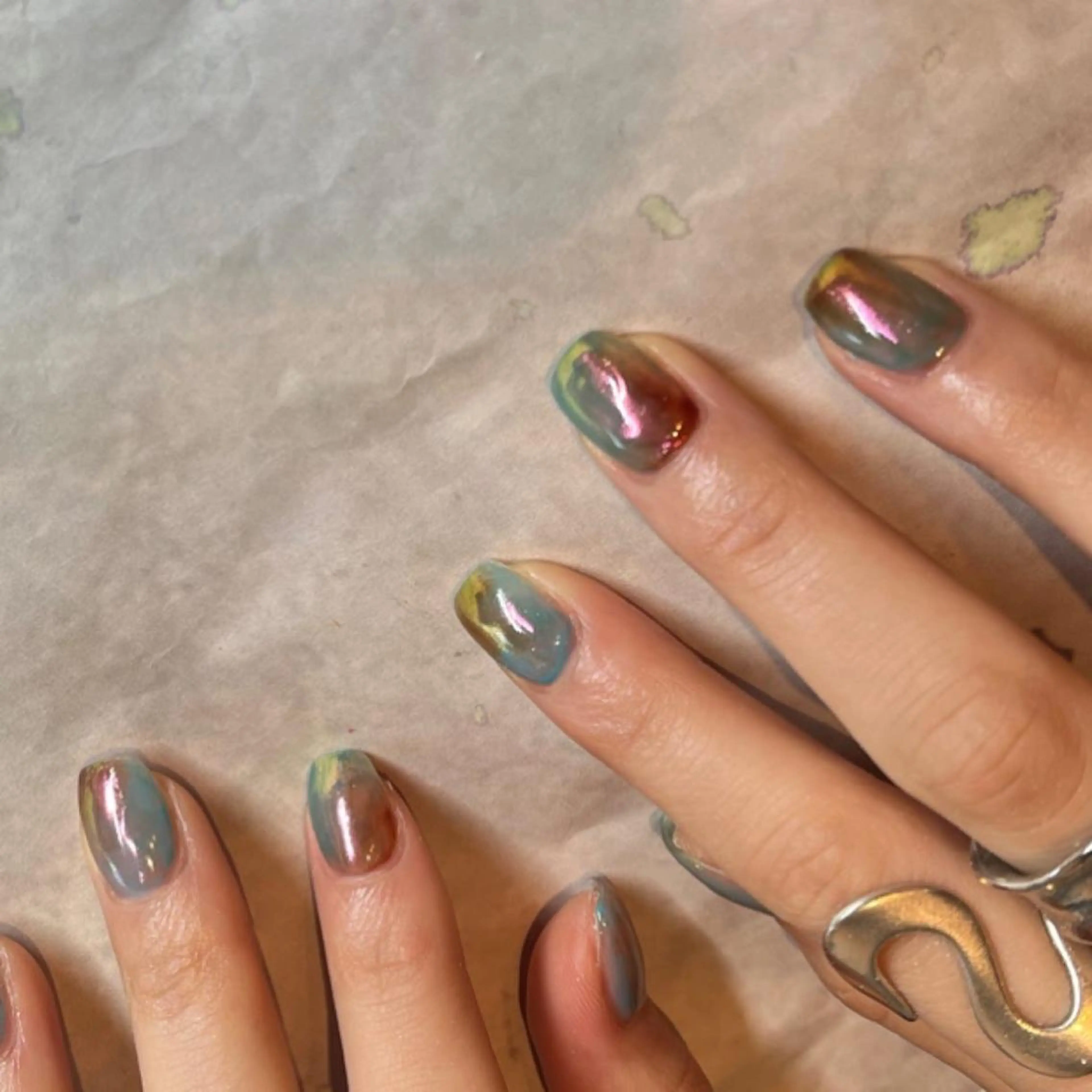 ネイル 水色 ミラーネイル ニュアンスネイル フリーランス¨̮⃝ ネイリストOKADAのネイルデザイン