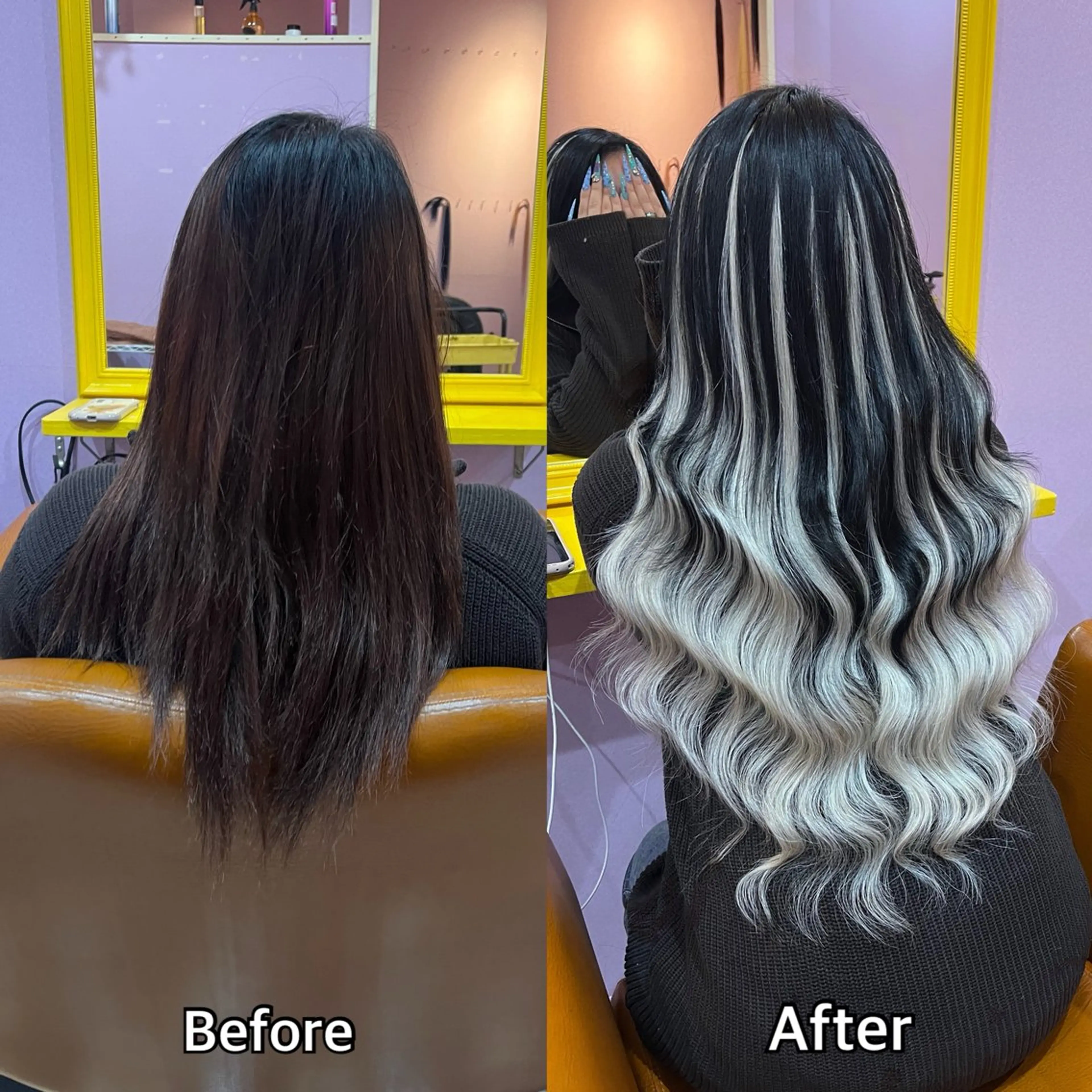 ロング シール＋ちび編み込み エクステ梅田🐨のヘアスタイル