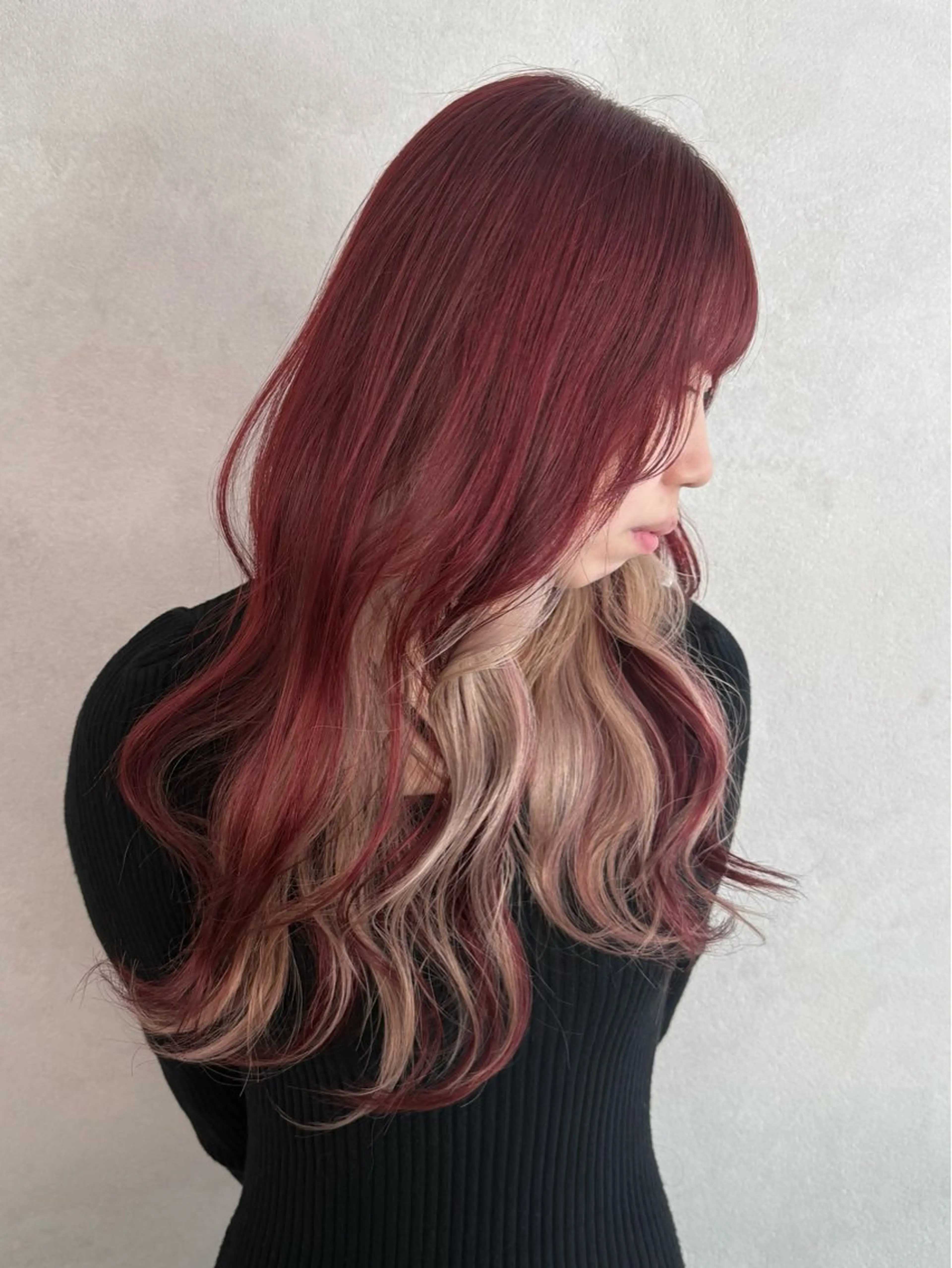 ロング カラー ブリーチ 透明感カラー ハイトーンカラー 韓国風ヘア レイヤーカット 森貝 洋亮のヘアスタイル