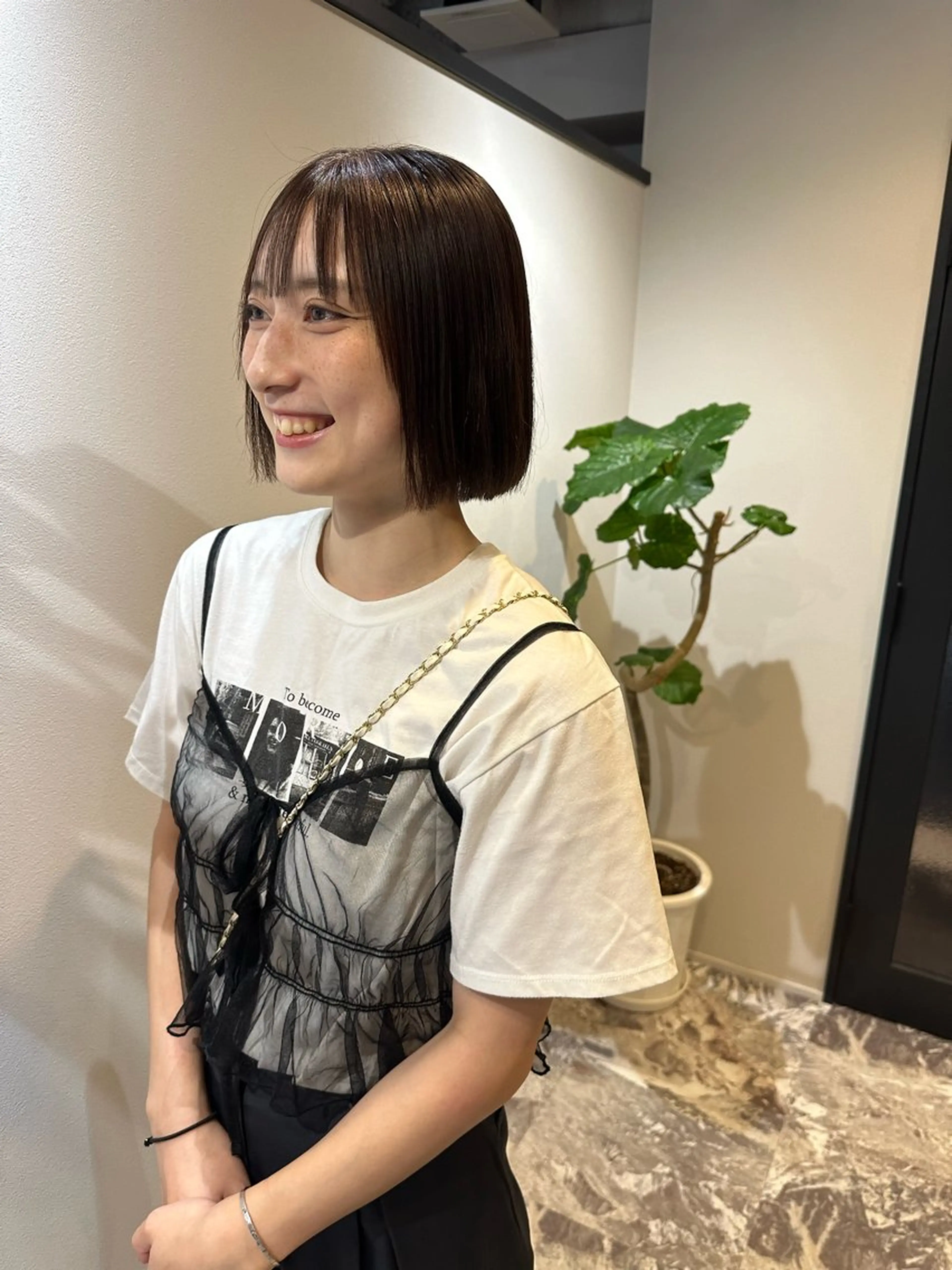 ショート ボブ 髪質改善 縮毛矯正 カット 縮毛矯正 トリートメント 山下恋佳/矢場町/ ブリーチ/ショートのヘアスタイル