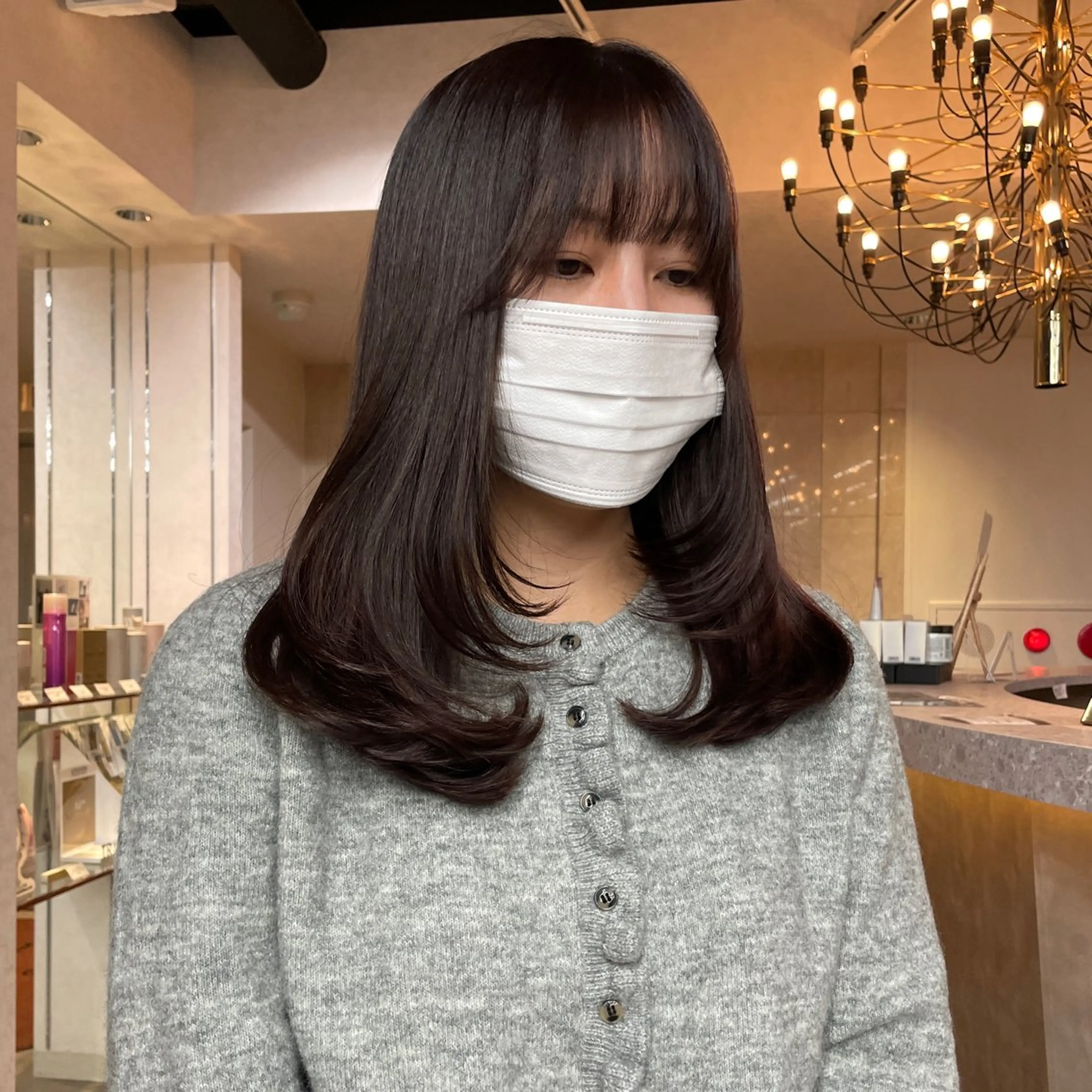 セミロング カラー カット ヘアカラー 🫧ミルクティーベー ジュ🫧門脇ゆう🎀のヘアスタイル