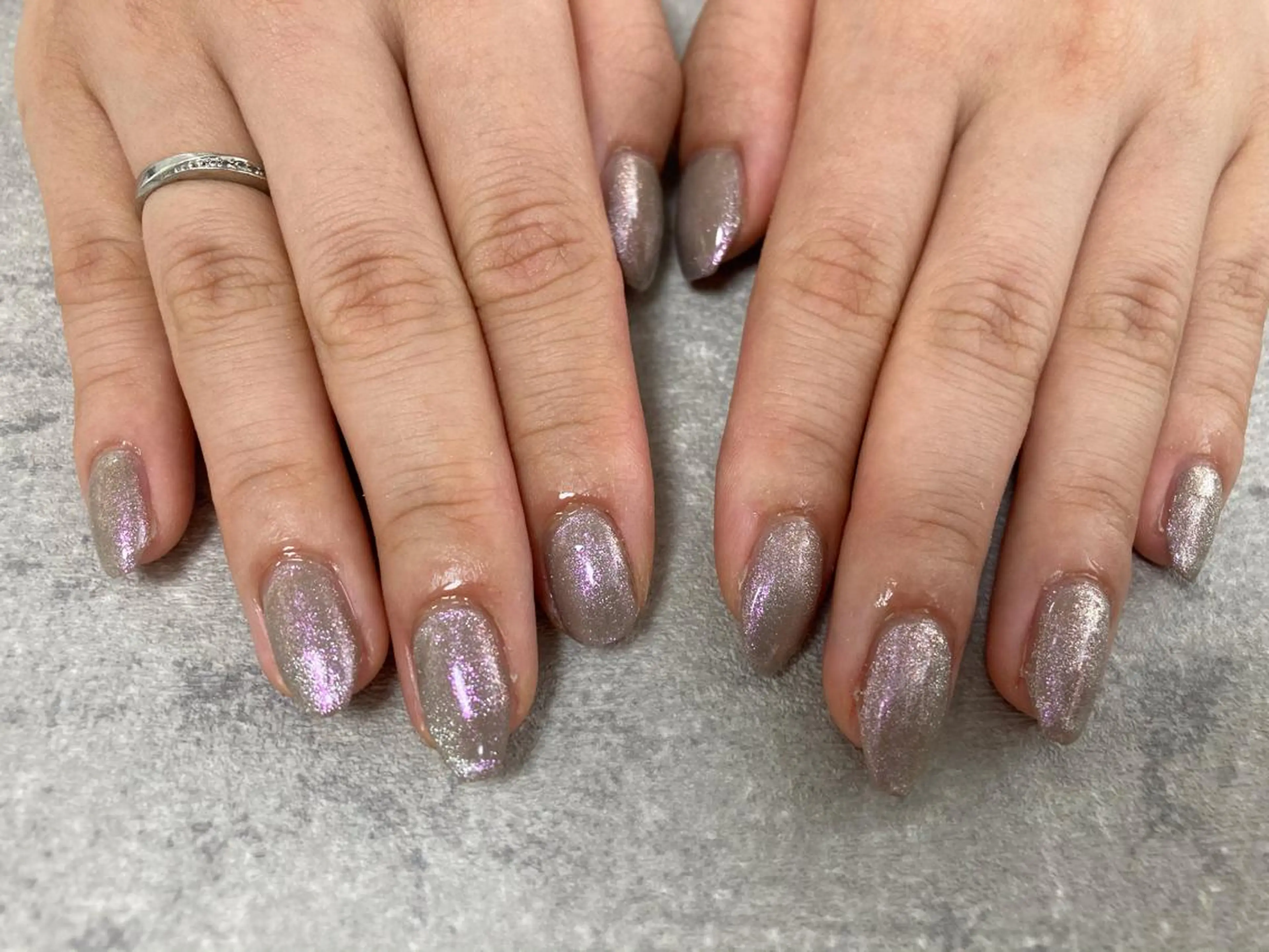 ネイル マグネットネイル ピンク ハンドネイル Mogu nail 二子玉川のネイルデザイン