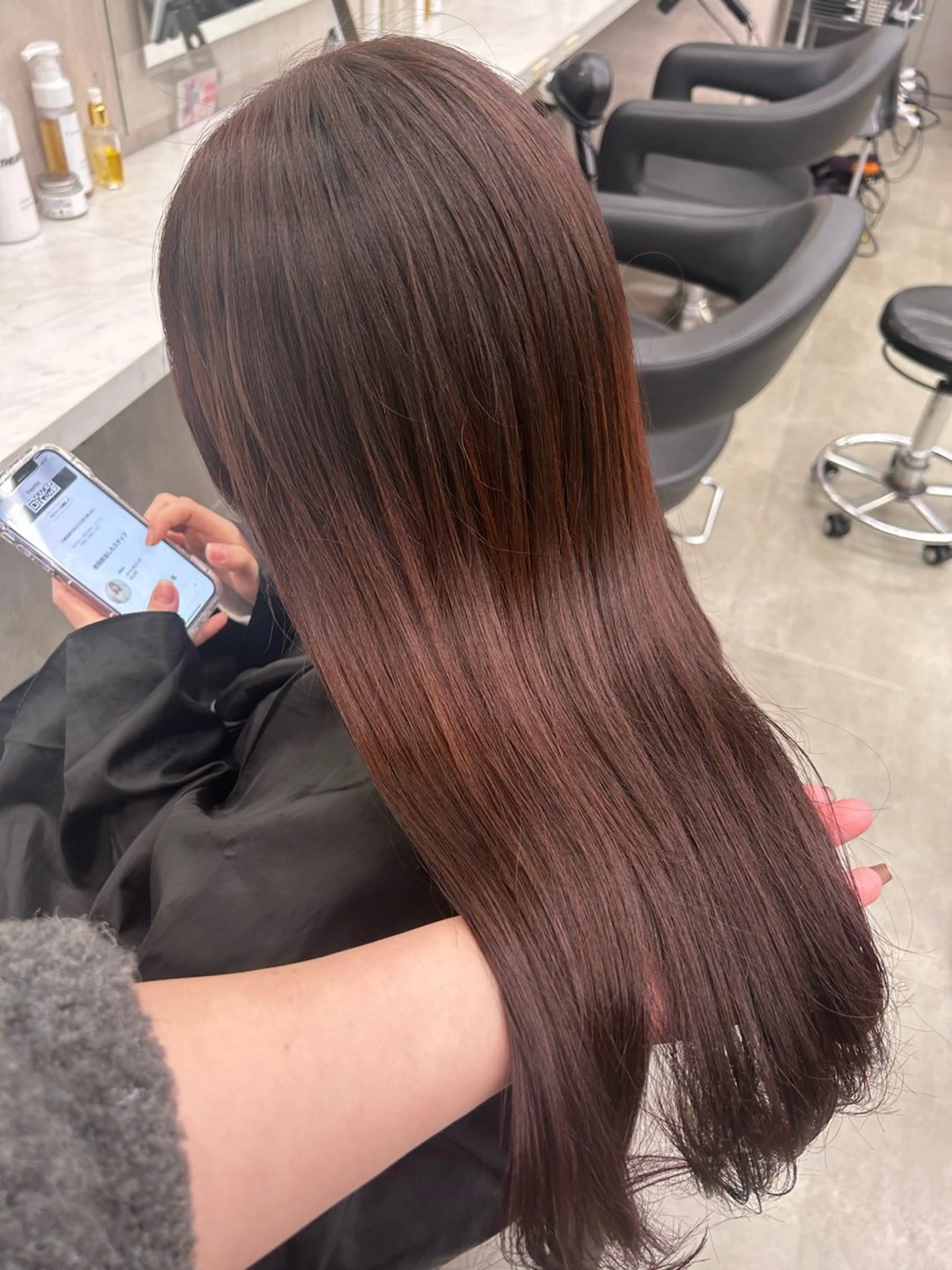 ロング カラー パーマ ヘアアレンジ メンズ キッズ ヘアカラー トリートメント ヘアセット ブリーチなしカラー/ ブラウン/レイヤーのヘアスタイル