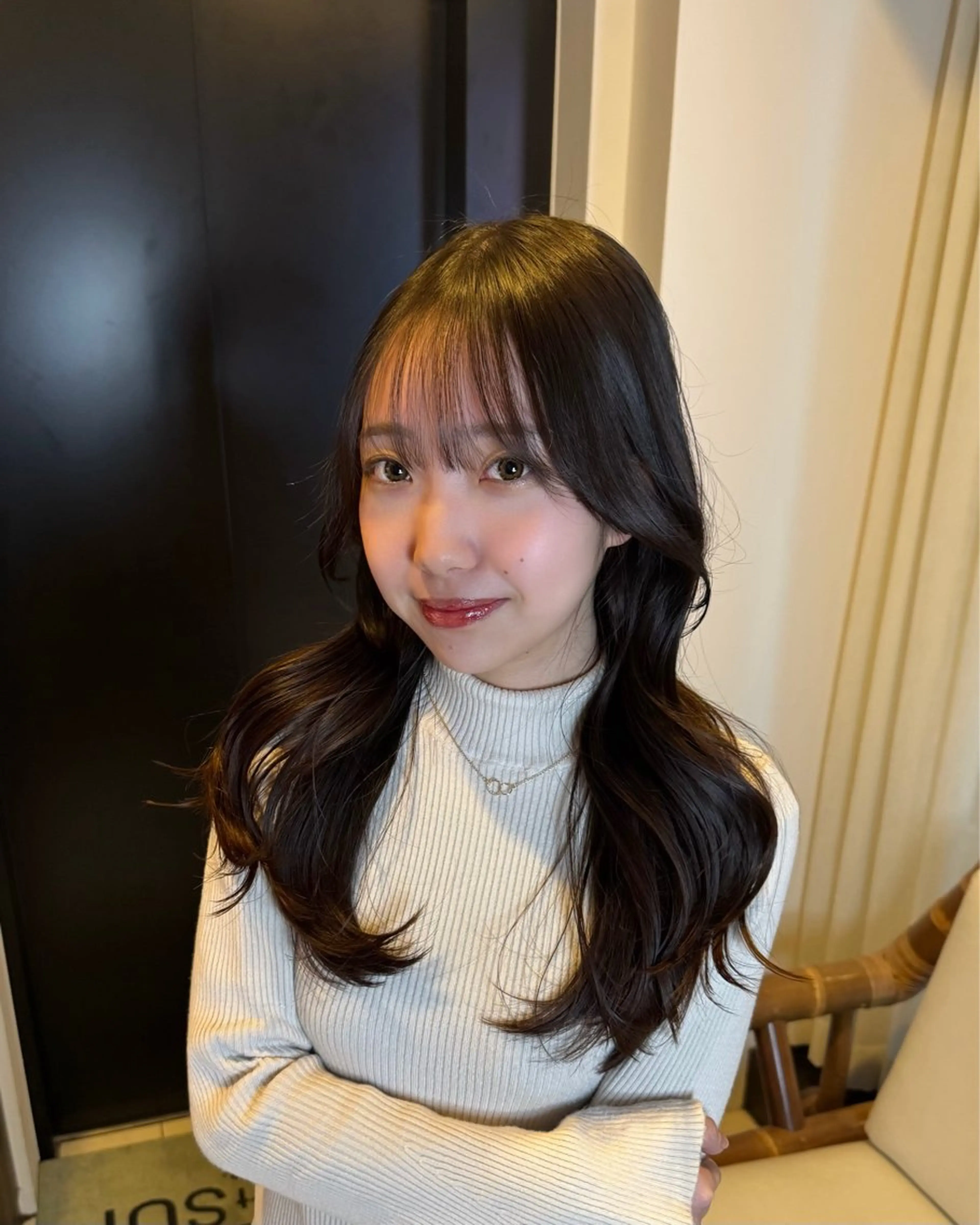 ロング カラー アッシュ アッシュブラウン ブラウンカラー くびれヘア 韓国風ヘア カット Bonheur銀座 /前田 栞九郎のヘアスタイル