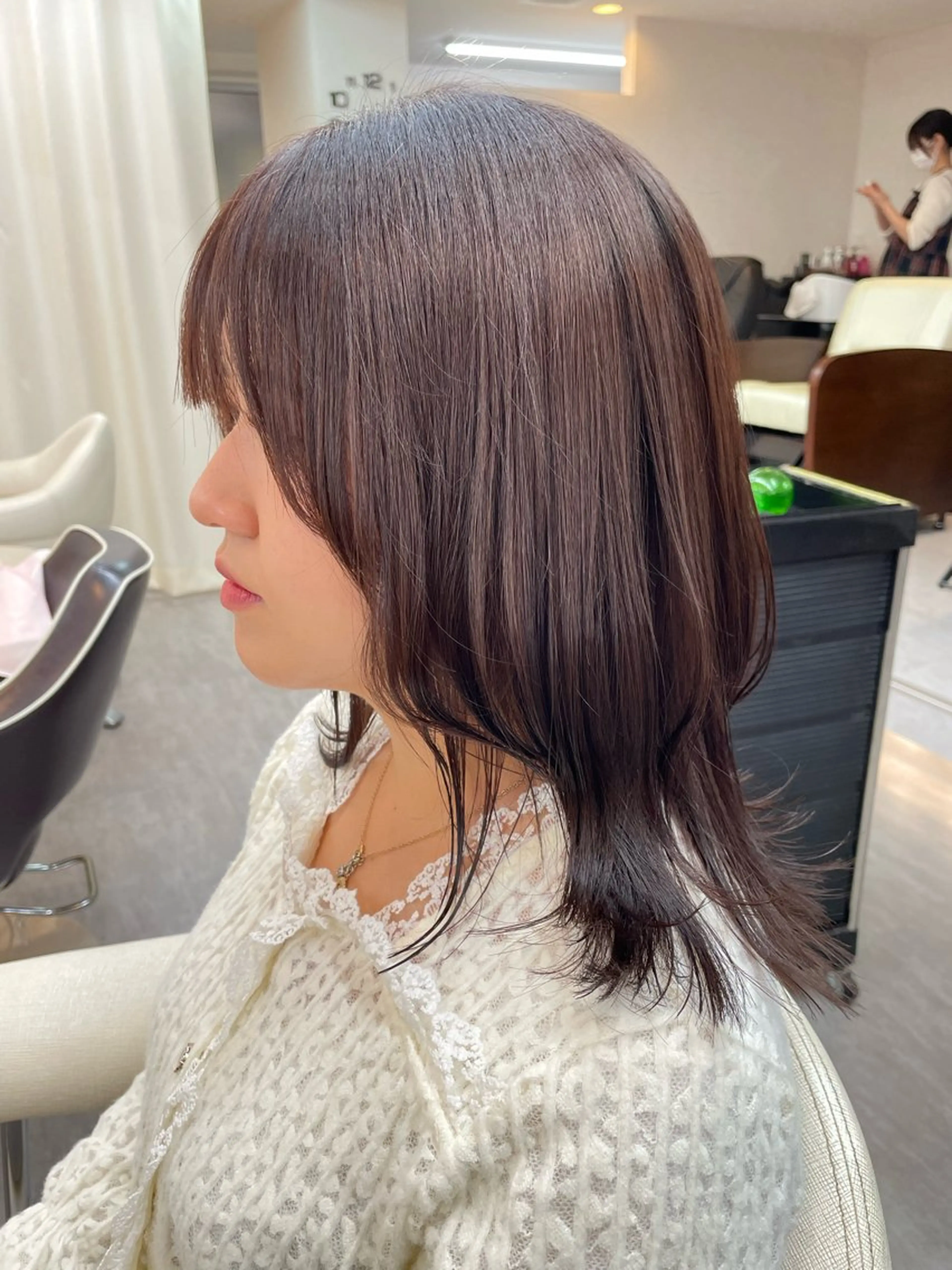 ミディアム カラー ブラウンカラー ピンクカラー ピンクブラウン 柏田 かりんのヘアスタイル