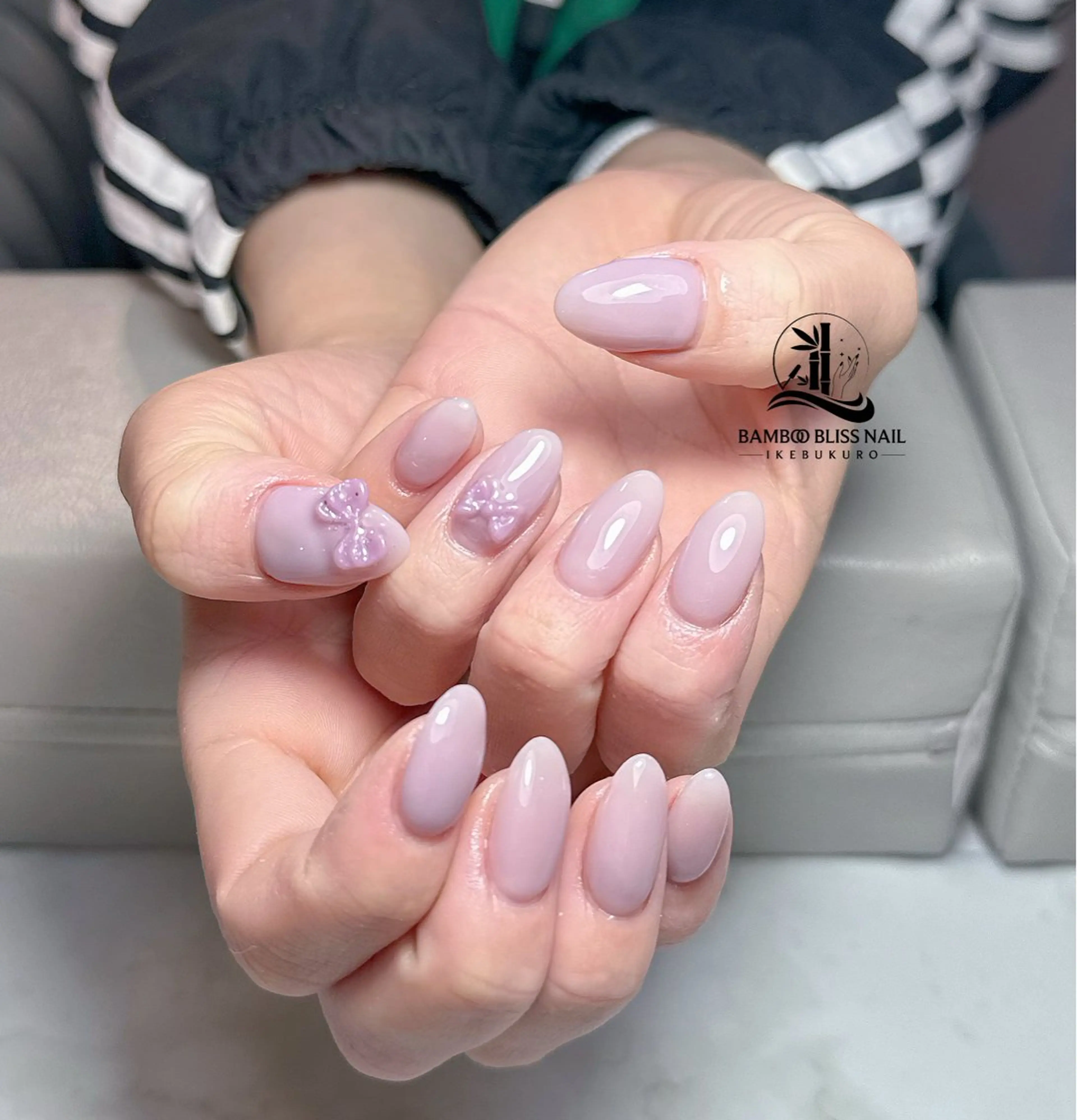 ネイル リボン シンプルネイル BAMBOO BLISS 研修用のネイルデザイン