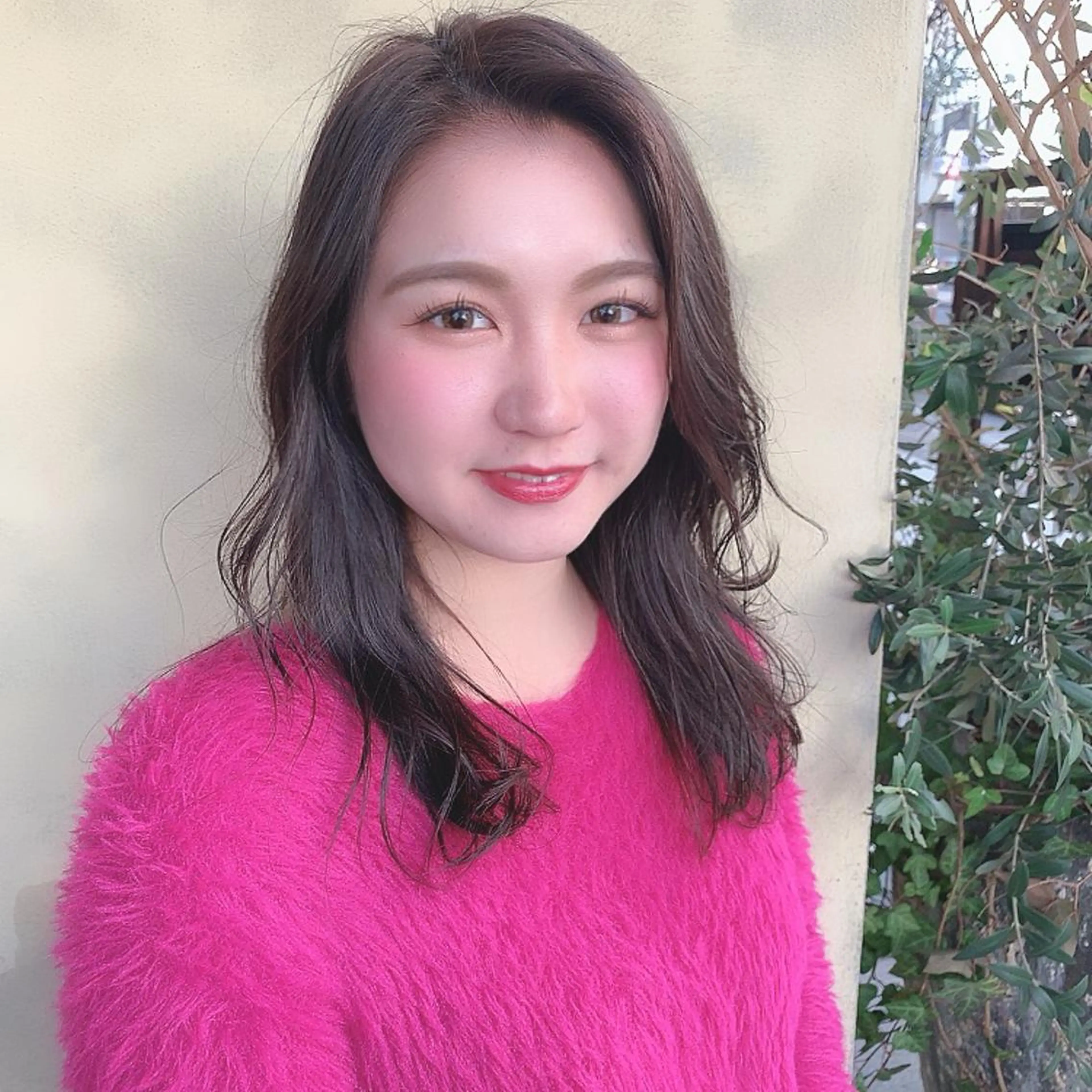 ミディアム カラー アッシュ 透明感カラー AMI ウルフパーマ/メンズのヘアスタイル