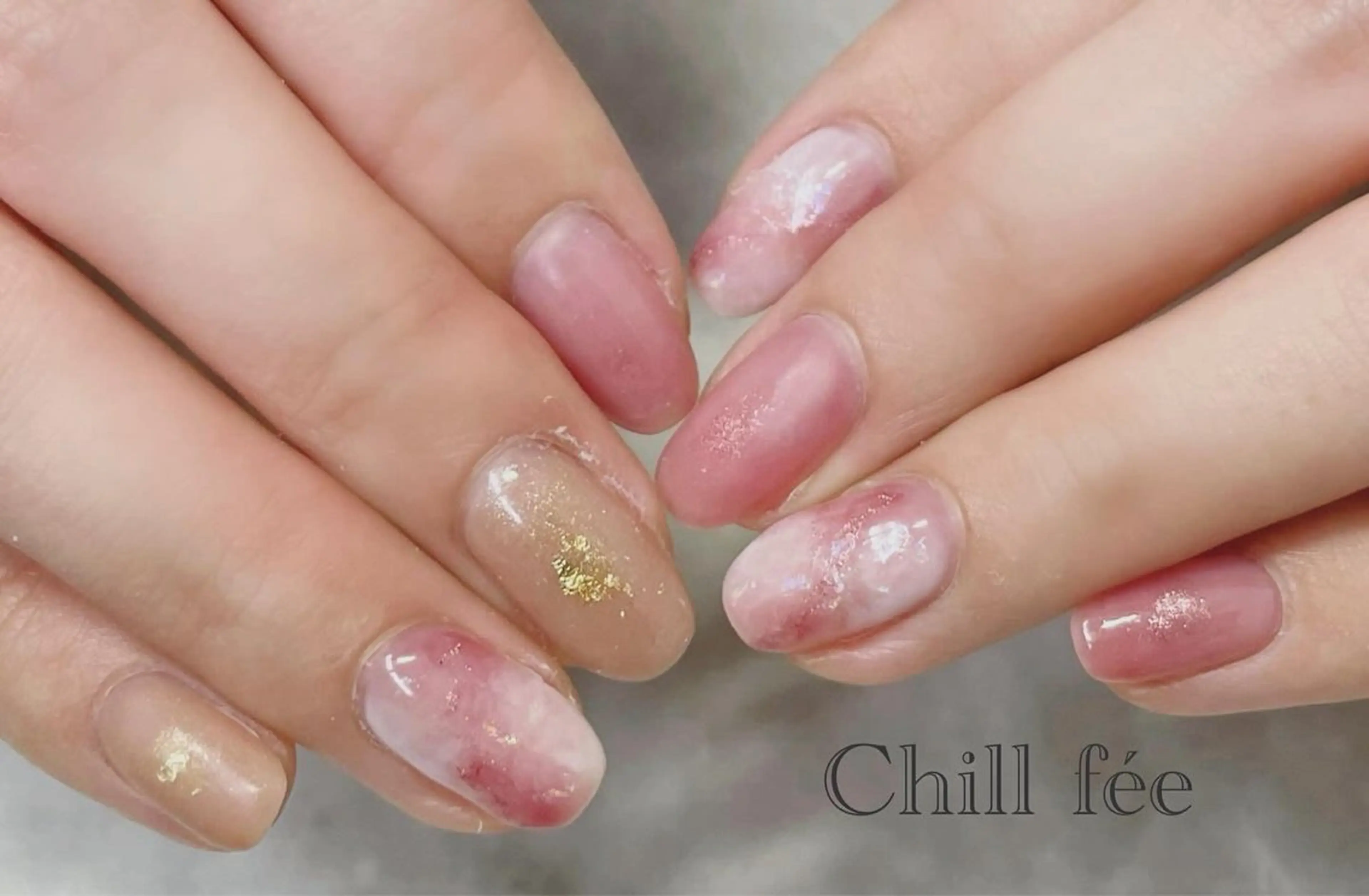 ネイル ニュアンスネイル ピンク ハンドネイル 和歌浦 ちるふぇのネイルデザイン