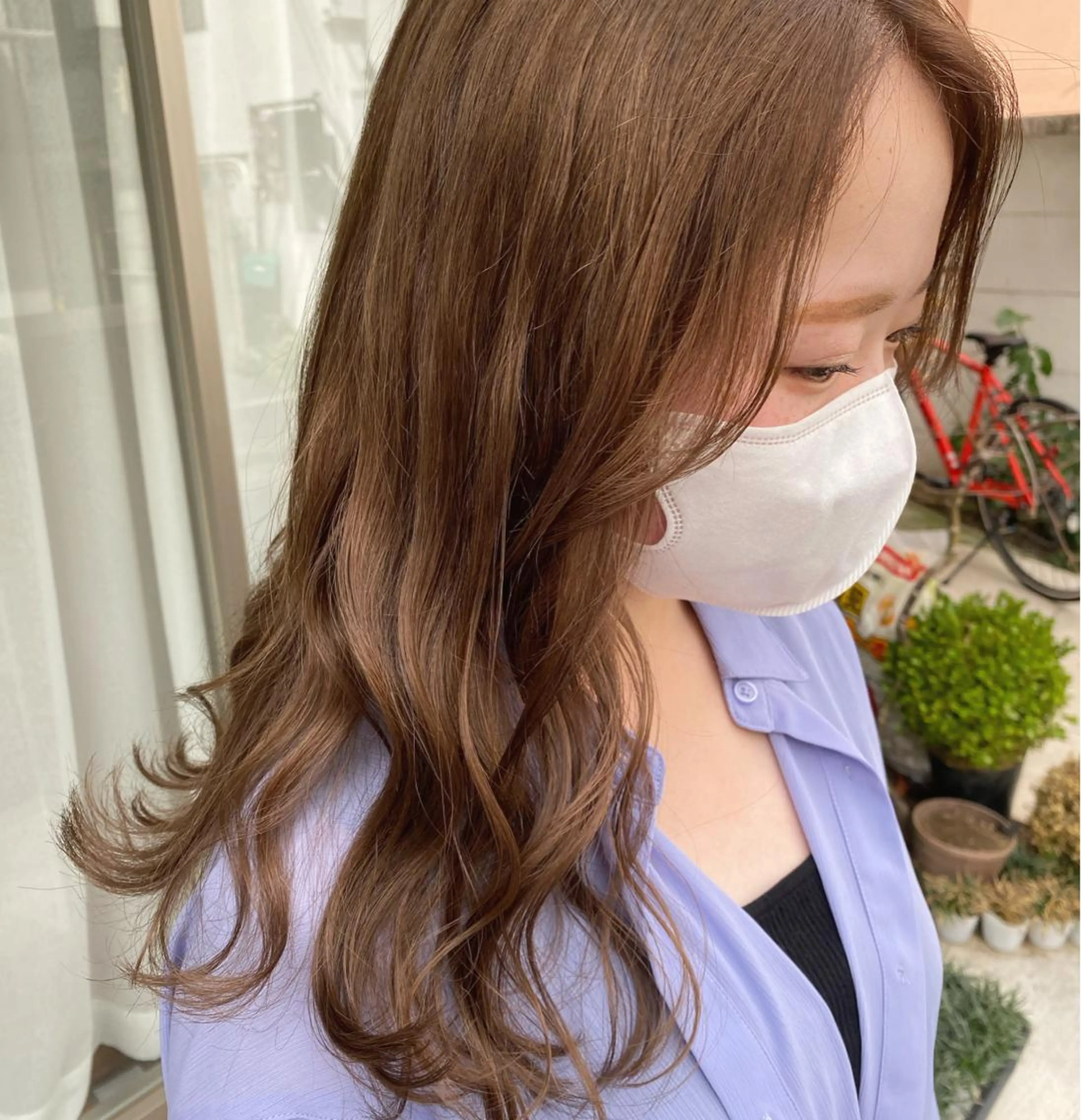 セミロング カラー ベージュカラー グレージュ/透明感/ 韓国ヘア/RISAのヘアスタイル