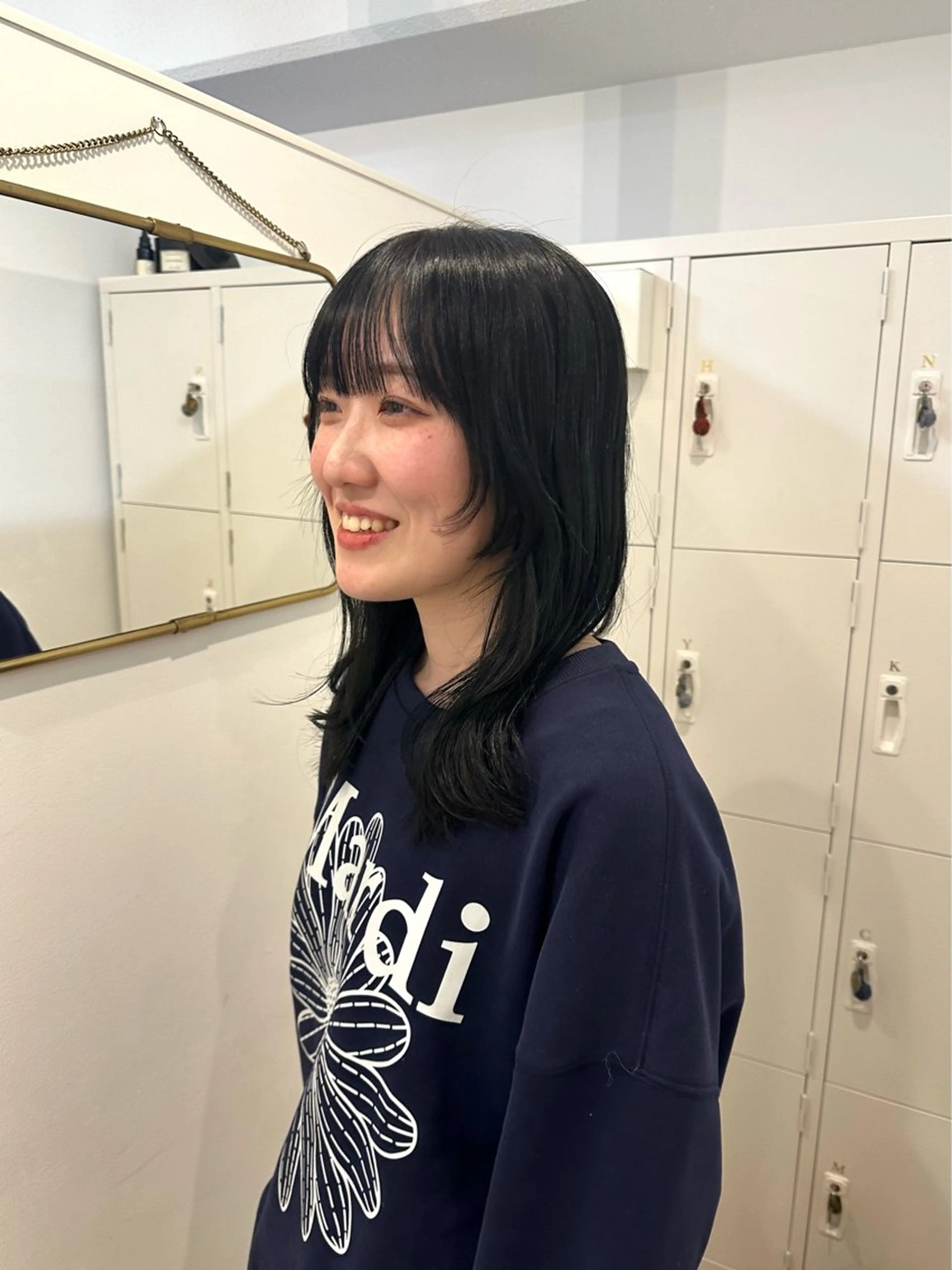 セミロング 顔周りカット ヘアカラー トリートメント 梅田/柔らかカラー/ オオハシ リナコのヘアスタイル